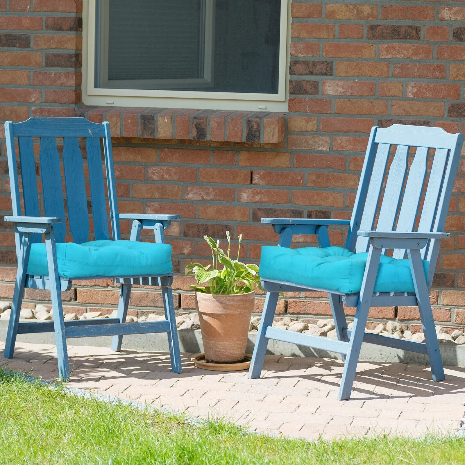21 Inch x 21 Inch Patio Chair Seat Cushion, Turquoise - Image 3