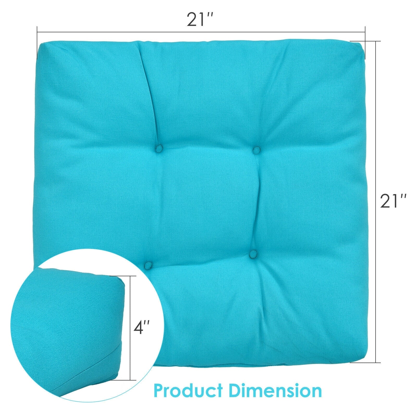 21 Inch x 21 Inch Patio Chair Seat Cushion, Turquoise - Image 6