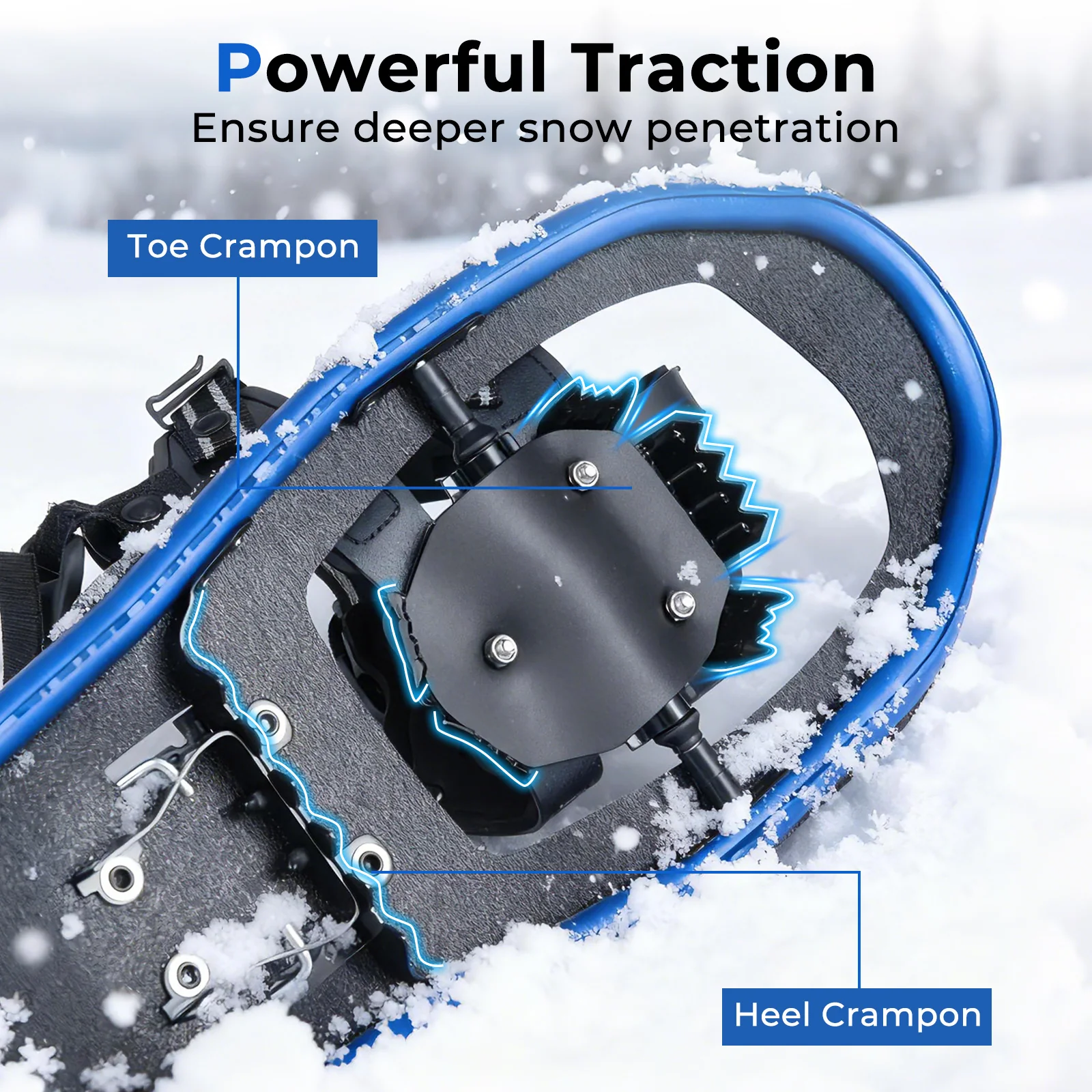 21” Snowshoes with Trekking Poles, Blue - Image 5
