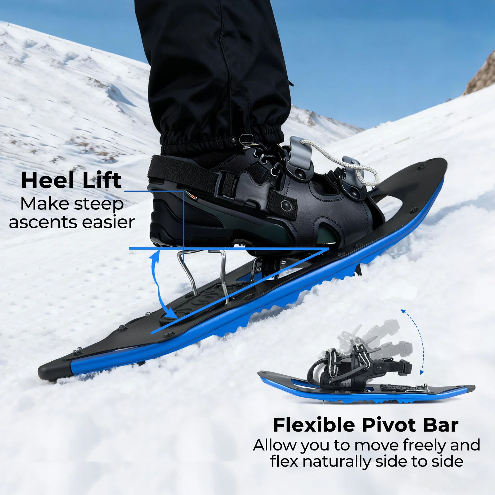 21” Snowshoes with Trekking Poles, Blue - Image 6