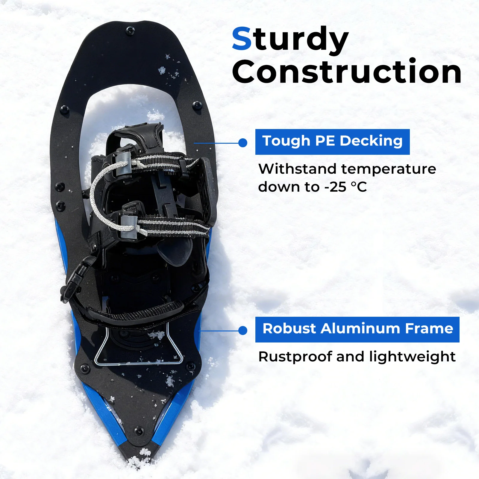21” Snowshoes with Trekking Poles, Blue - Image 8