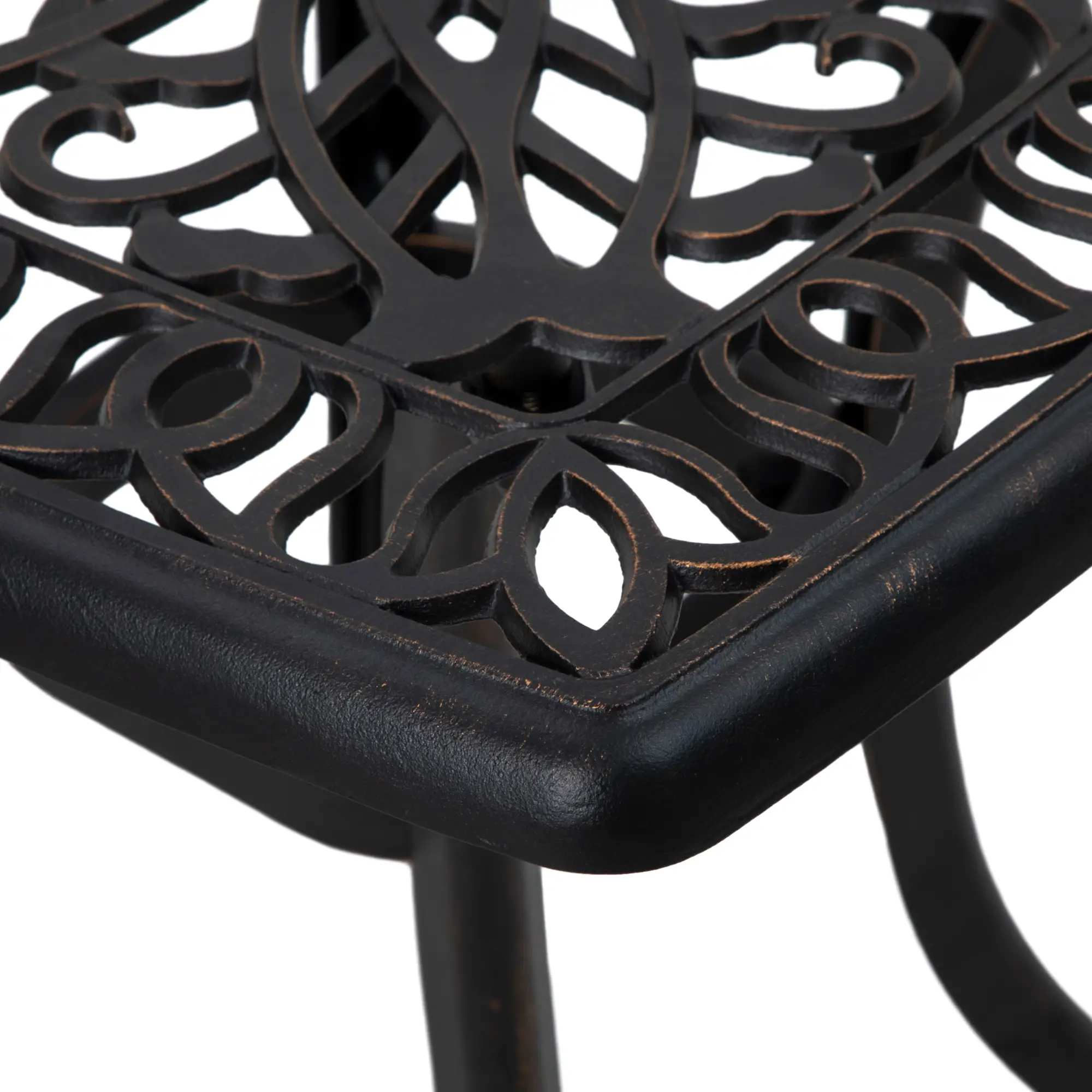 21" Square Outdoor End Table, Cast Aluminum Patio Side Table, Bronze - Image 9