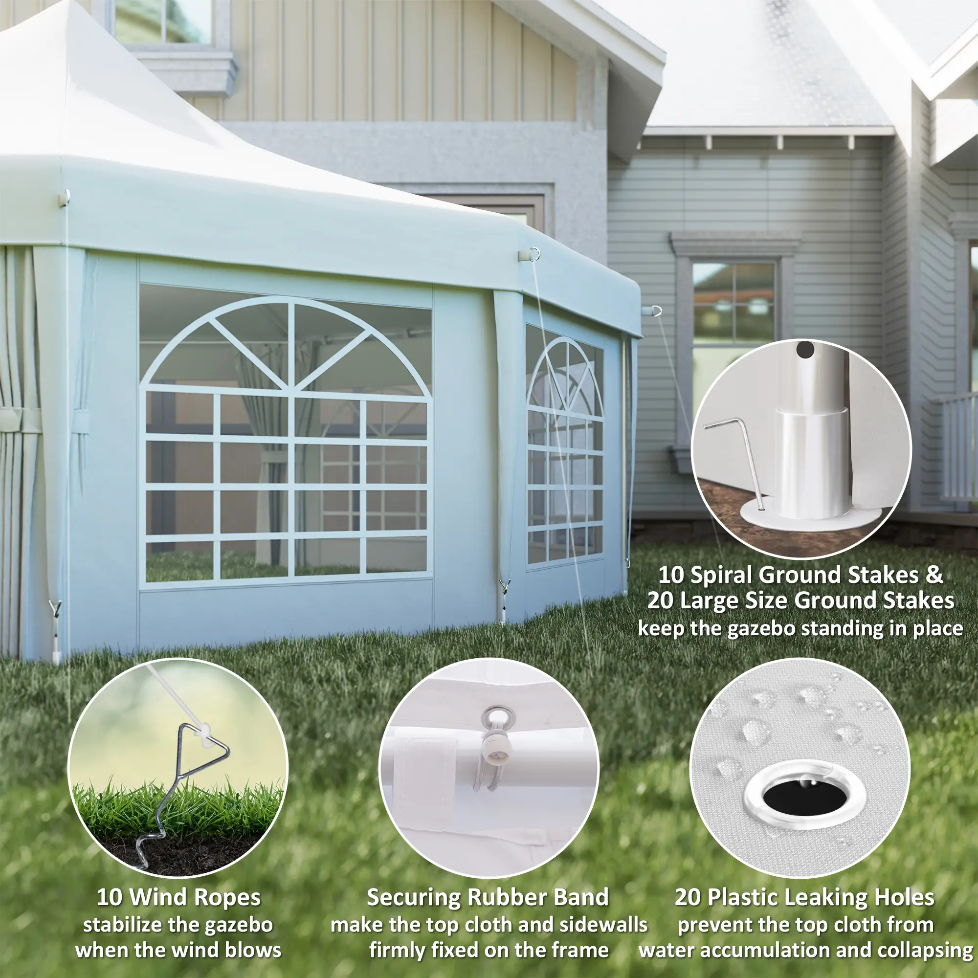 21' x 29' White Wedding Tent, High Peak Decagonal Gazebo With Removable Walls, White - Image 4