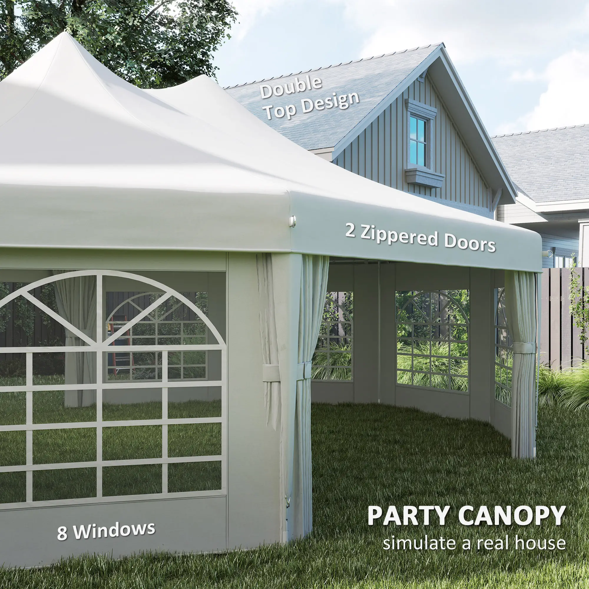 21' x 29' White Wedding Tent, High Peak Decagonal Gazebo With Removable Walls, White - Image 5