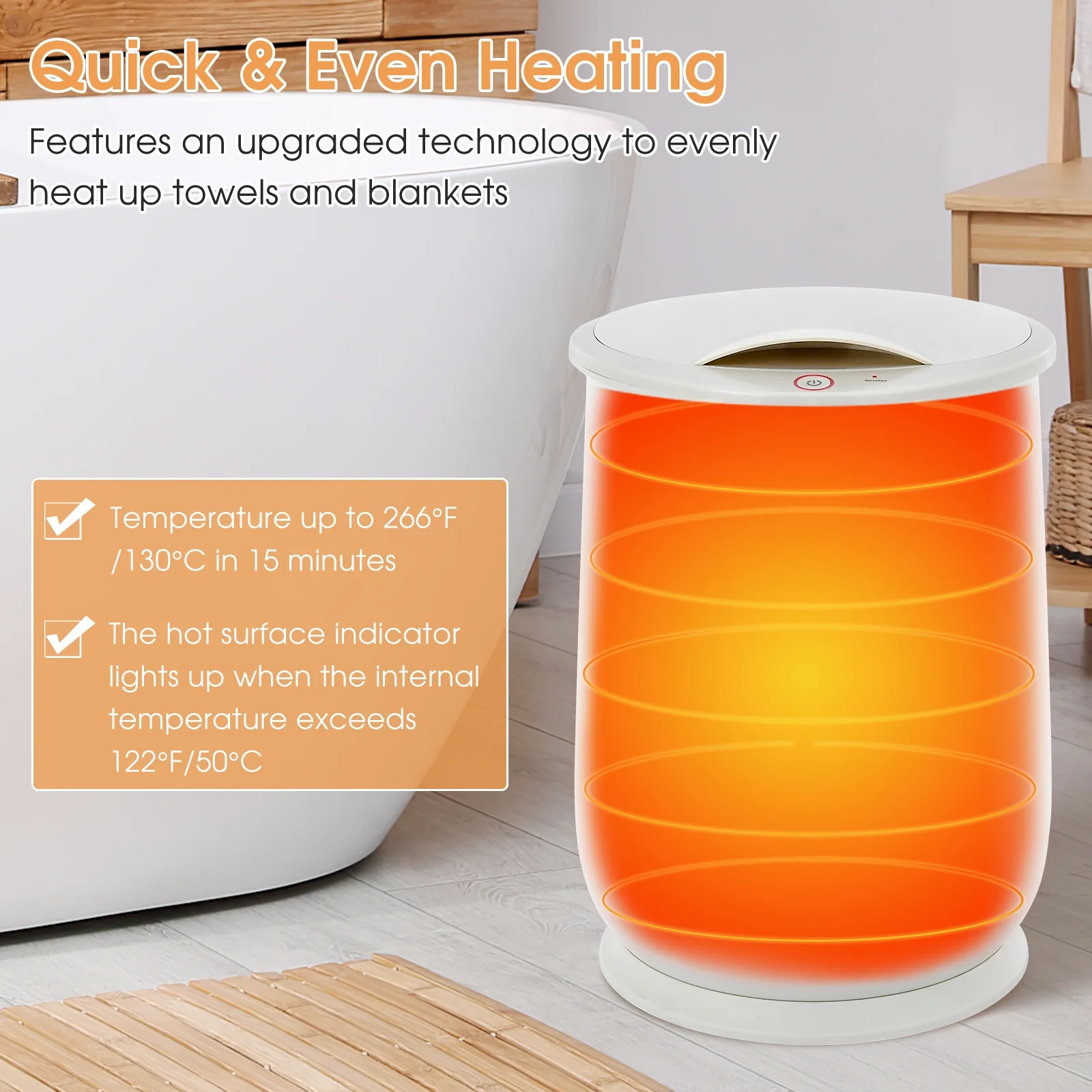 21L Bathroom Towel Warmer, Auto Shut, Gray - Image 9