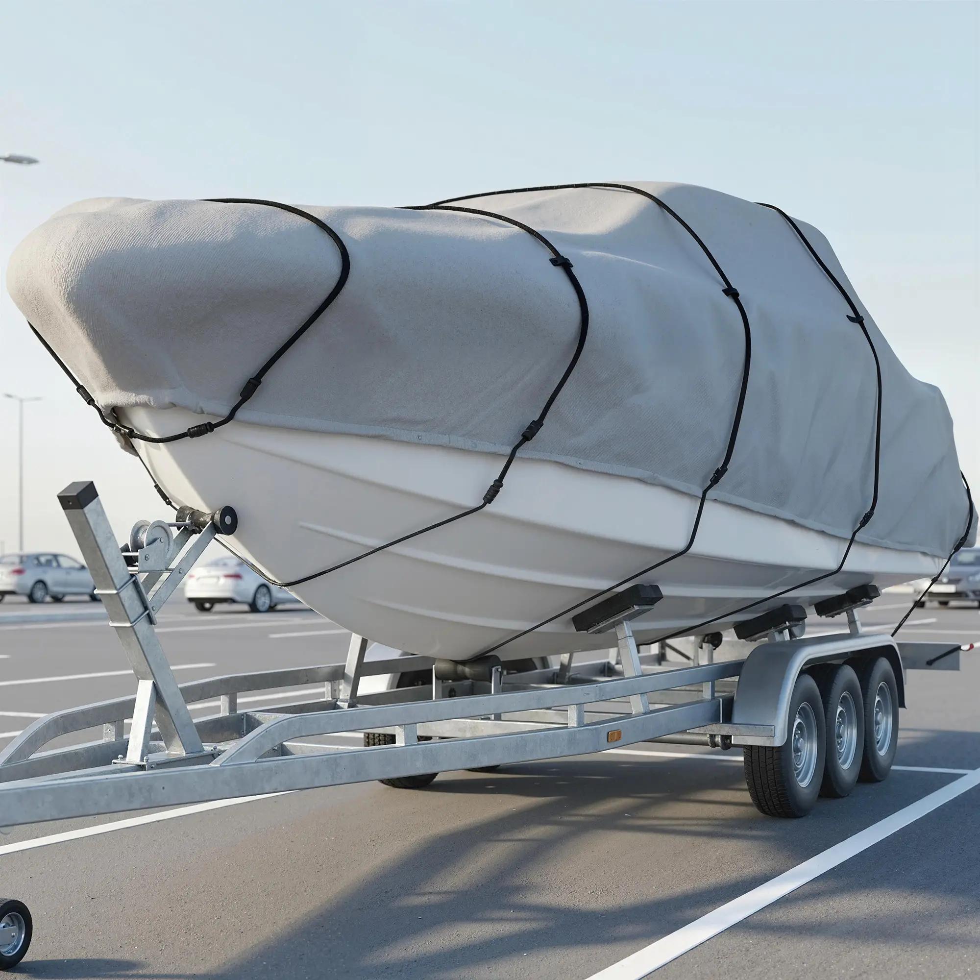 22-24 Ft Trailer Boat Cover, 3000mm Waterproof, Light Grey - Image 7