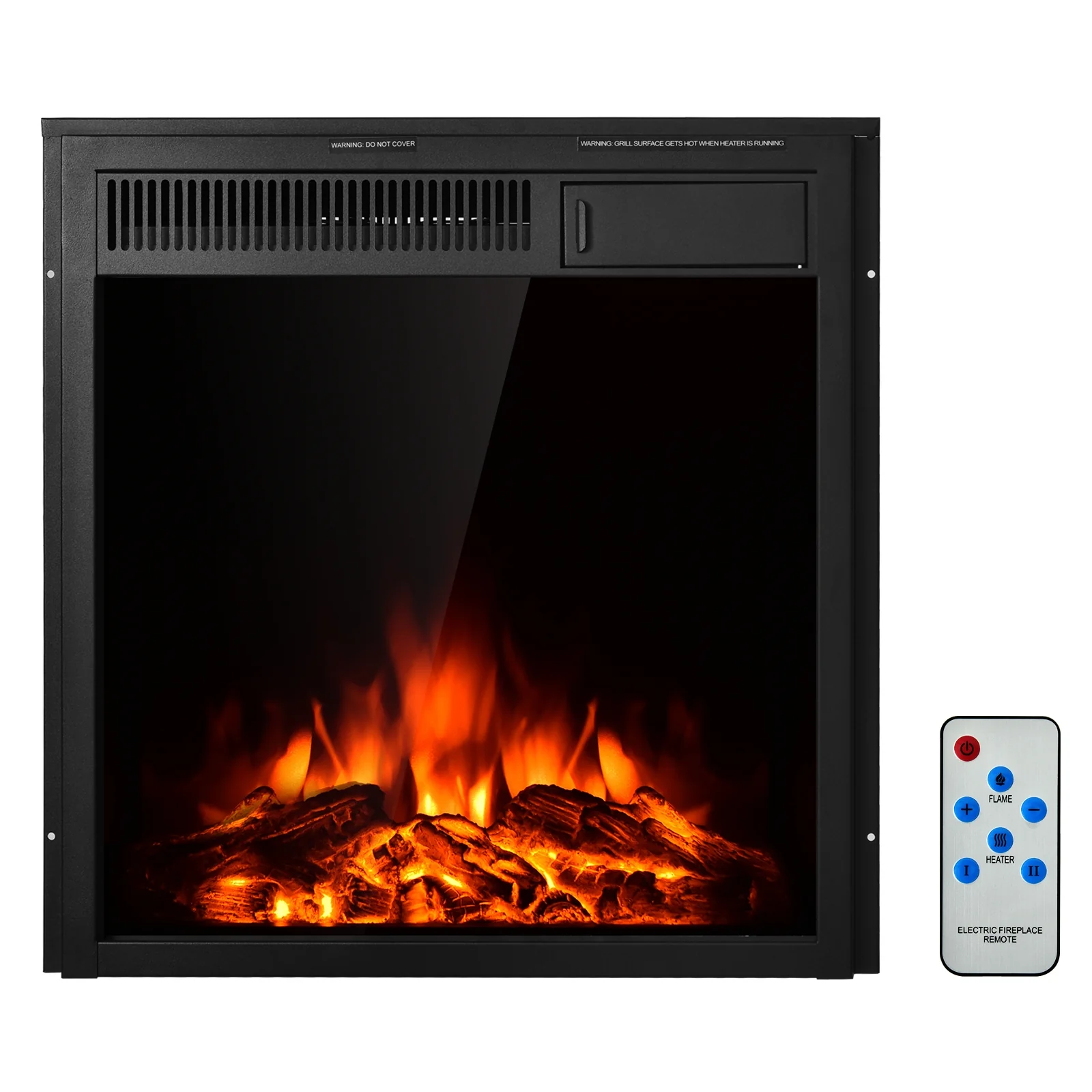 22.5 Inch Electric Fireplace Insert, Freestanding Recessed Heater, Black - Image 10
