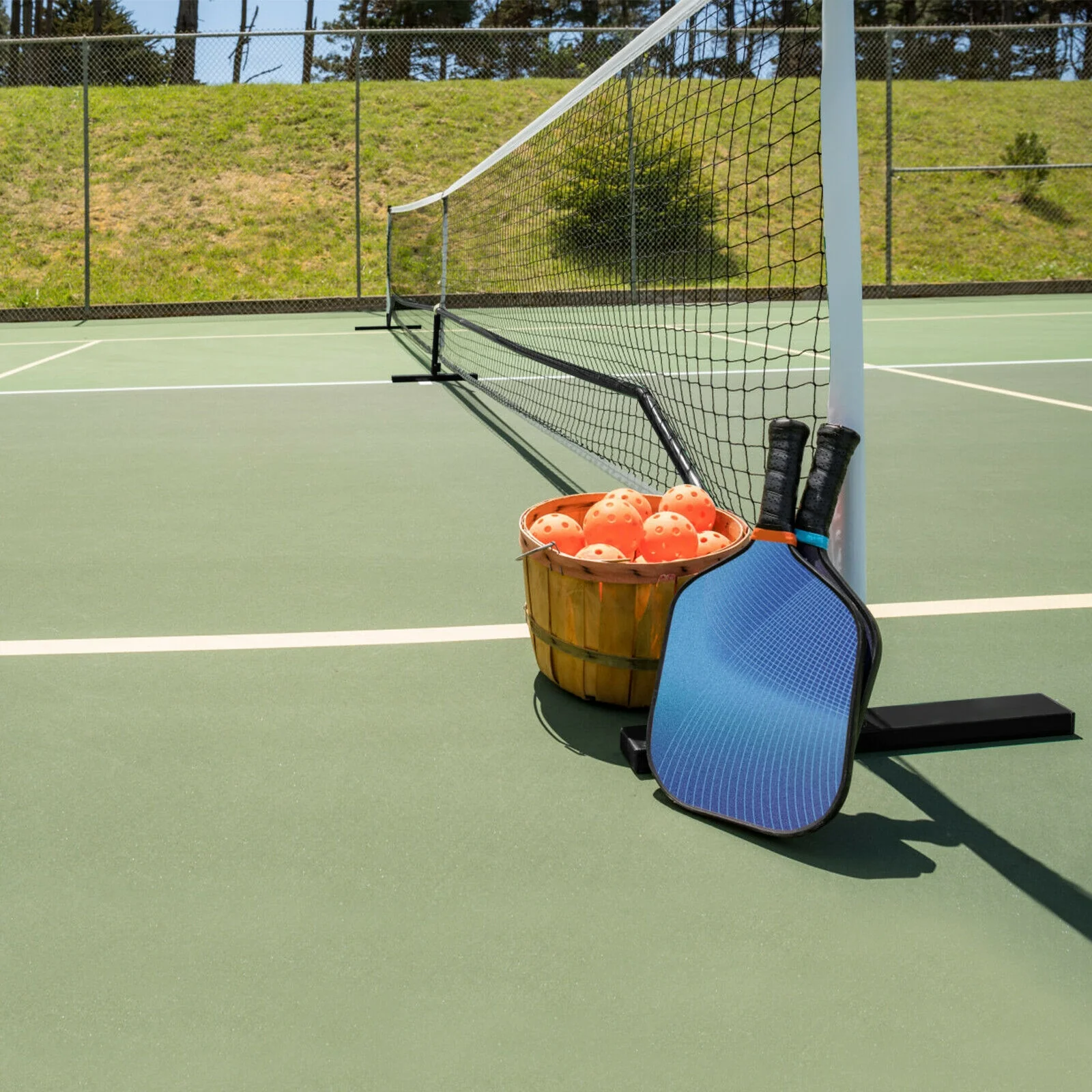 22 Feet Portable Pickleball Net Set, Indoor Outdoor Game, Black - Image 3