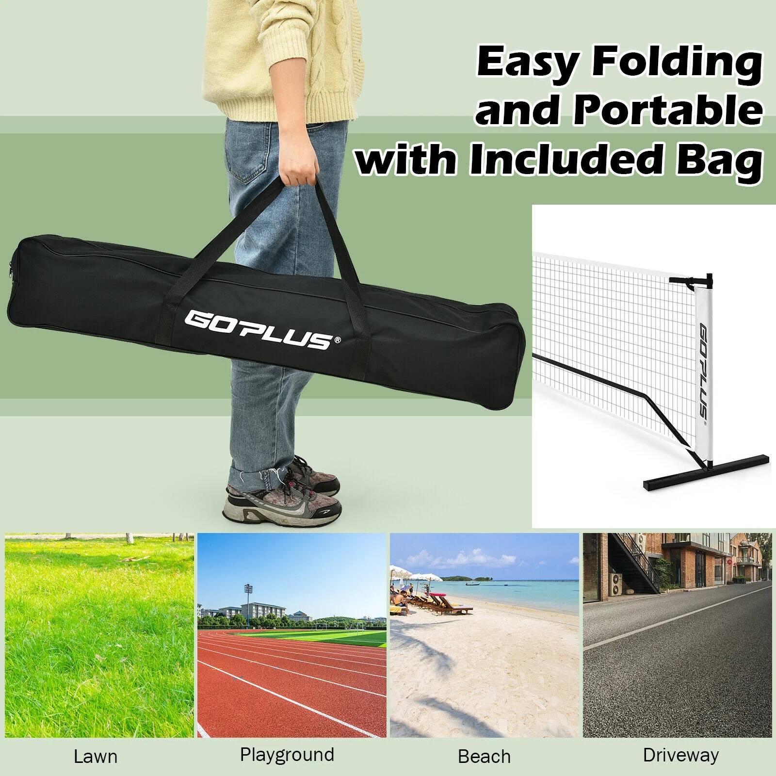 22 Feet Portable Pickleball Net Set, Indoor Outdoor Game, Black - Image 9