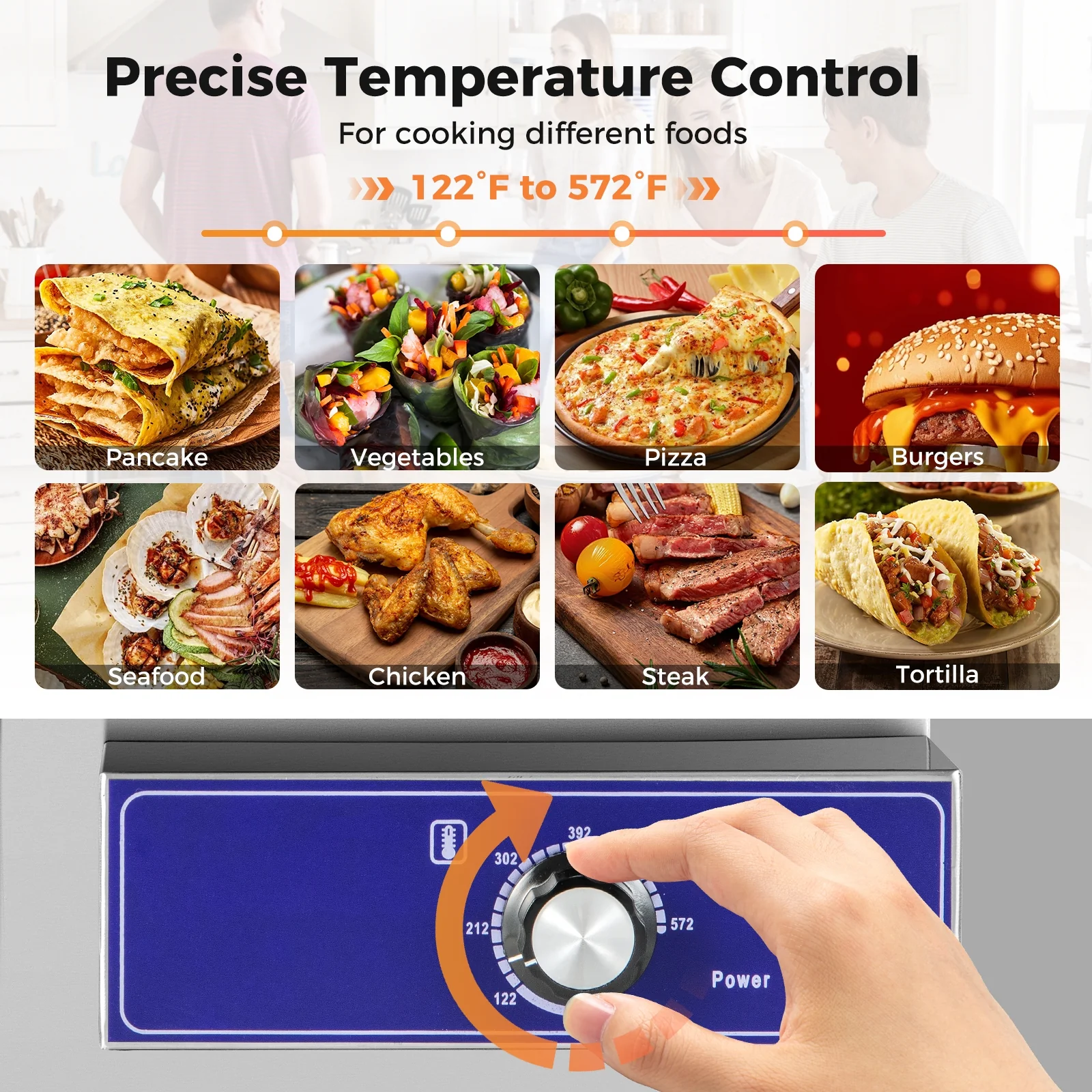 22 Inch Countertop Electric Griddle 2000W 110V Commercial Stainless Steel Grill, Silver - Image 8