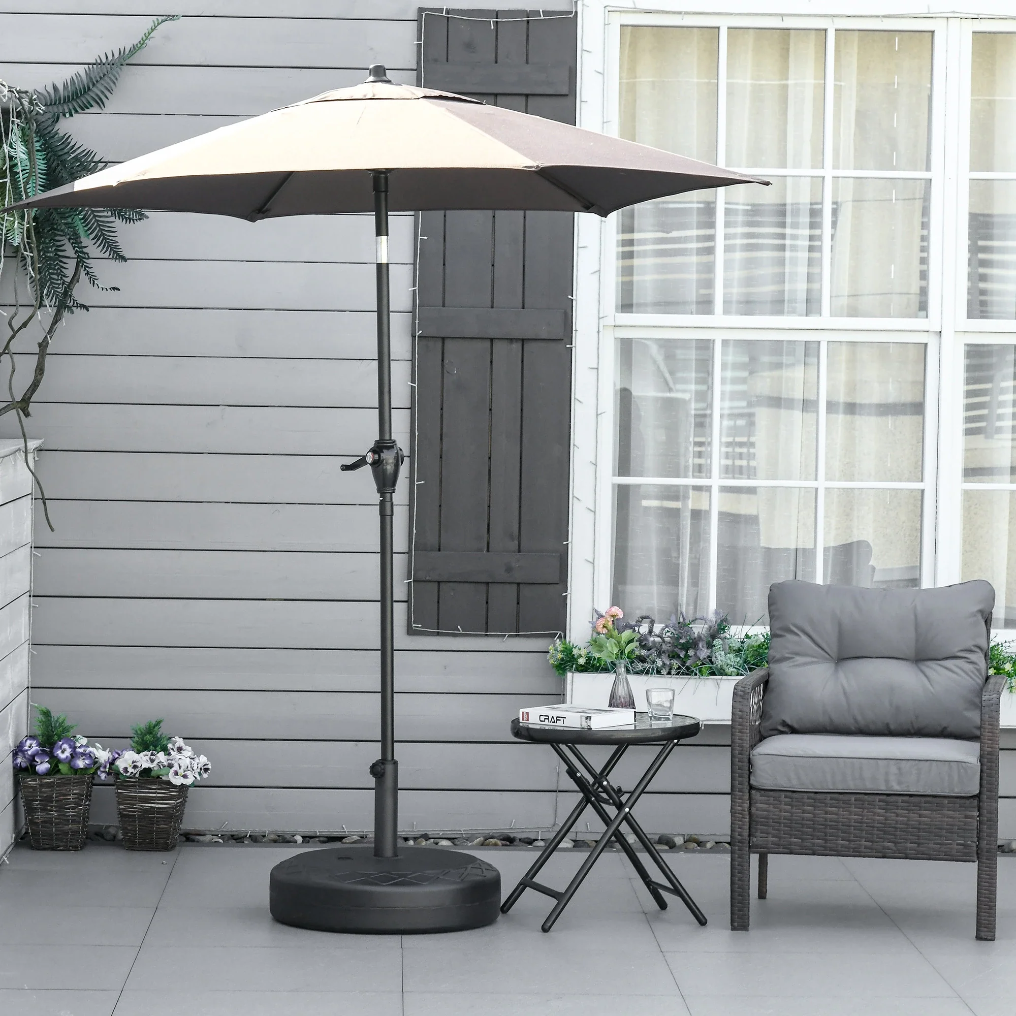 22'' Round Parasol Base, Water Filled, for 1.5''/1.9'', Black - Image 2