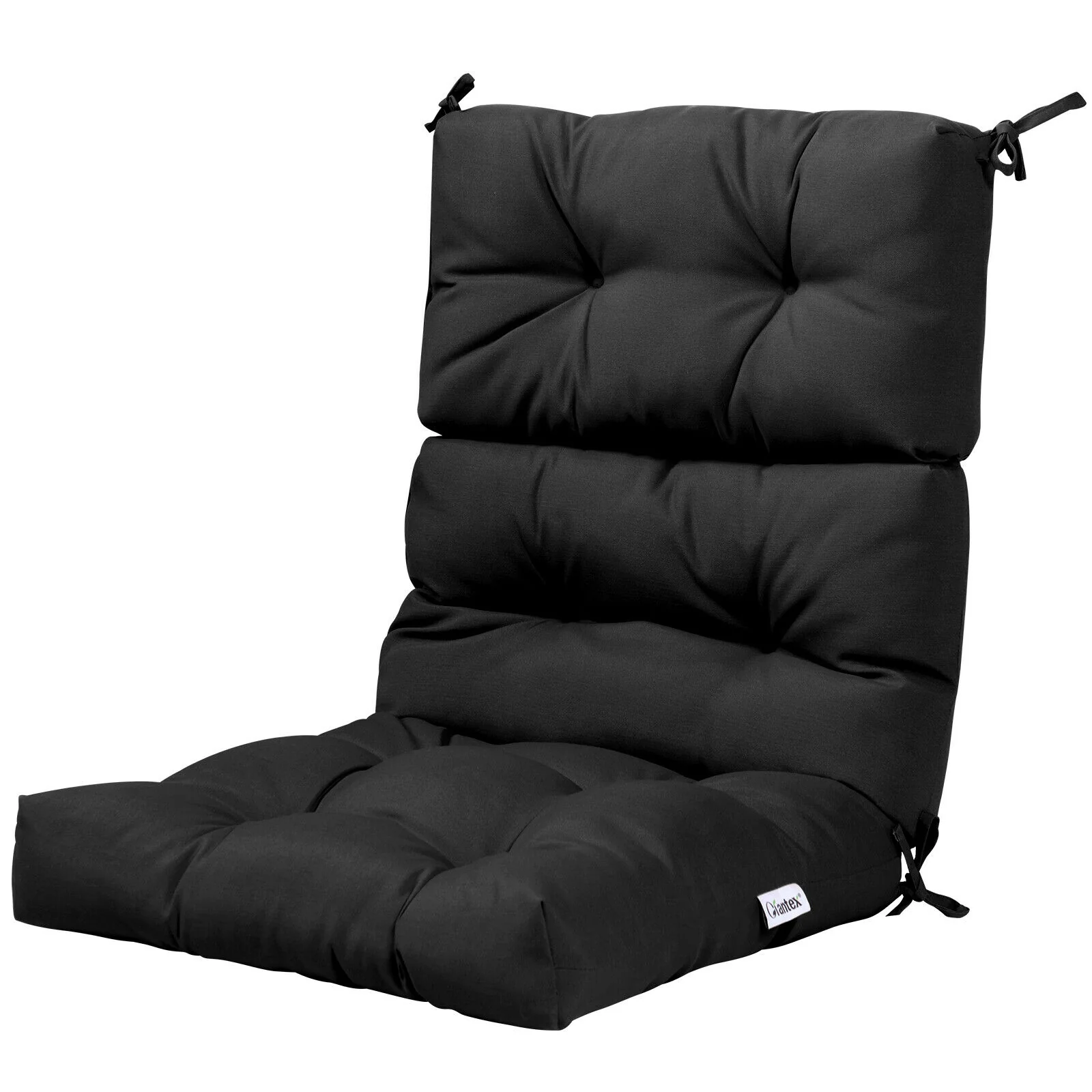 22 x 44 Inch Tufted Outdoor Patio Chair Pad, Black - Image 5