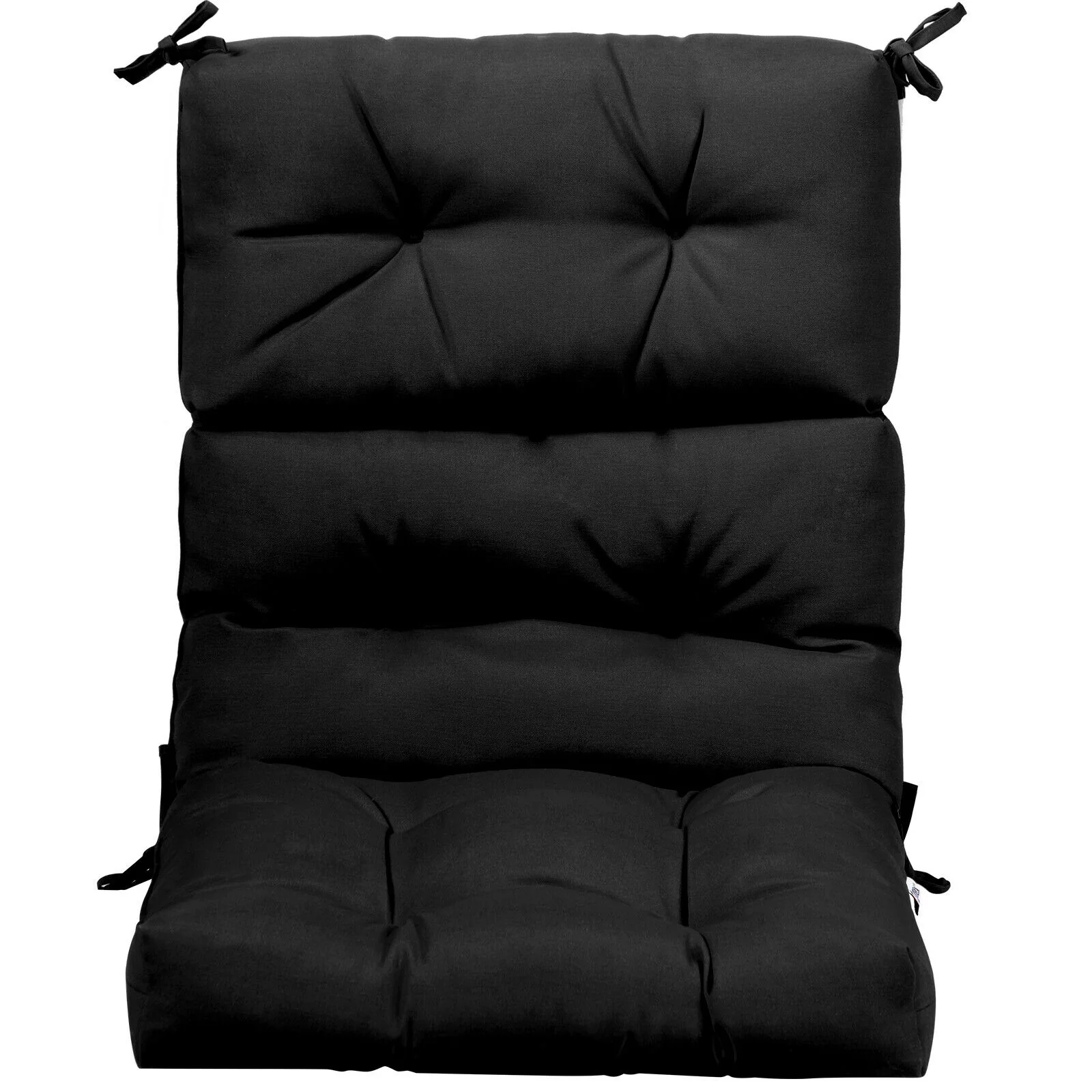 22 x 44 Inch Tufted Outdoor Patio Chair Pad, Black - Image 7