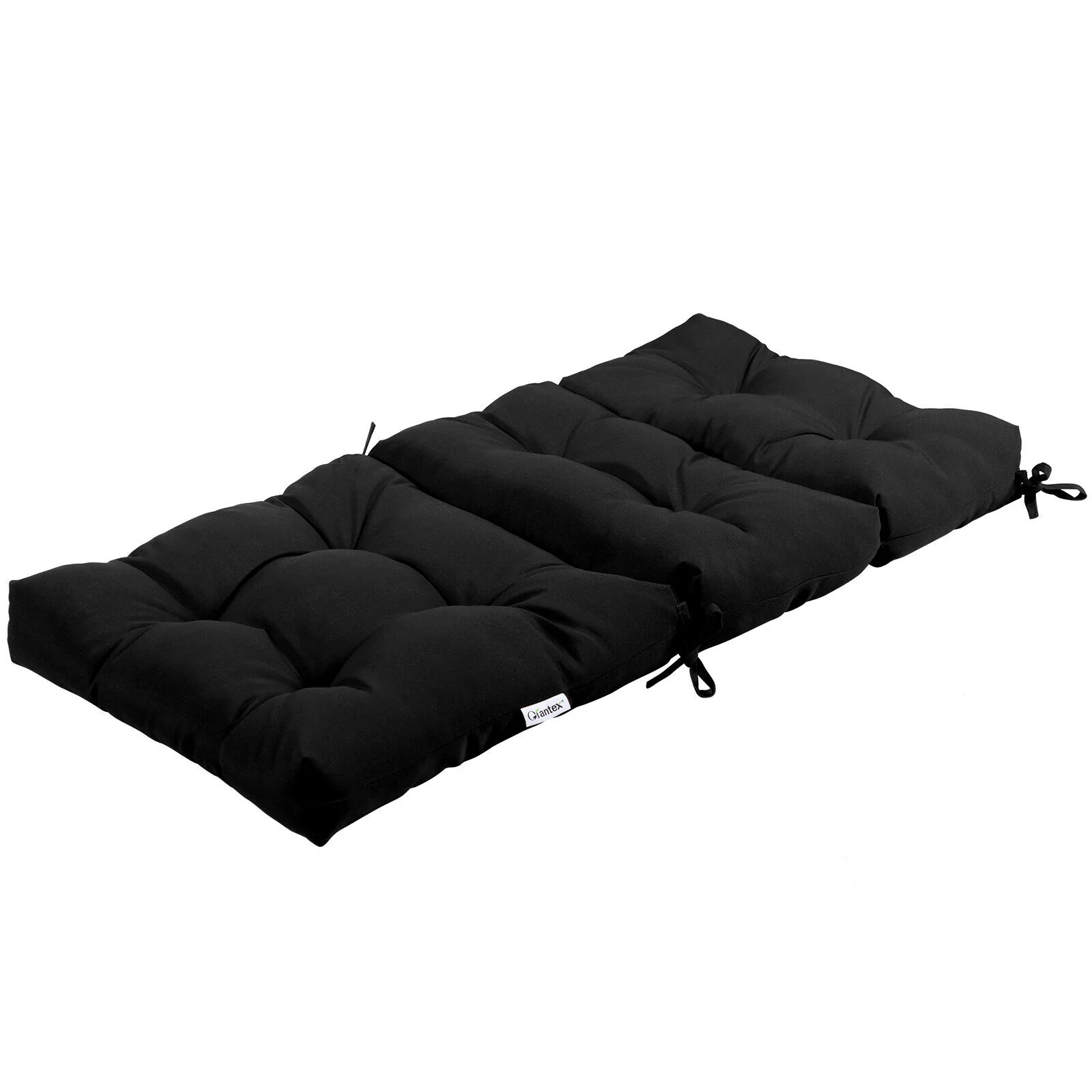 22 x 44 Inch Tufted Outdoor Patio Chair Pad, Black - Image 8