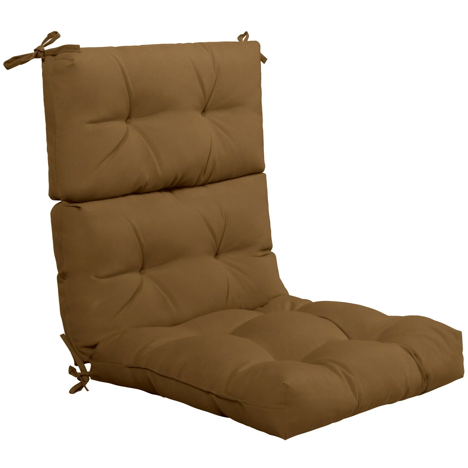 22 x 44 Inch Tufted Outdoor Patio Chair Pad, Brown - Image 4
