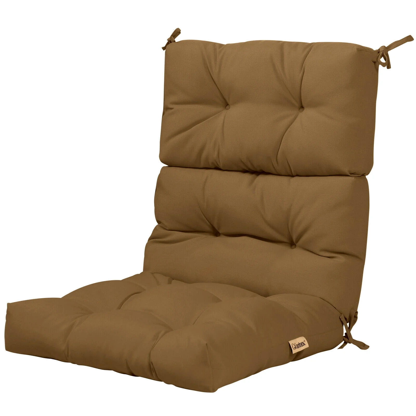 22 x 44 Inch Tufted Outdoor Patio Chair Pad, Brown - Image 5