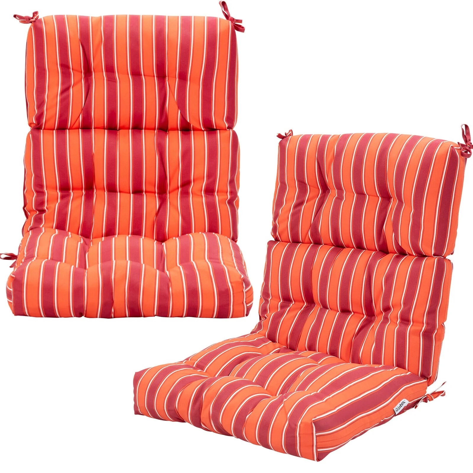 22 x 44 Inch Tufted Outdoor Patio Chair Pad, Red - Image 9