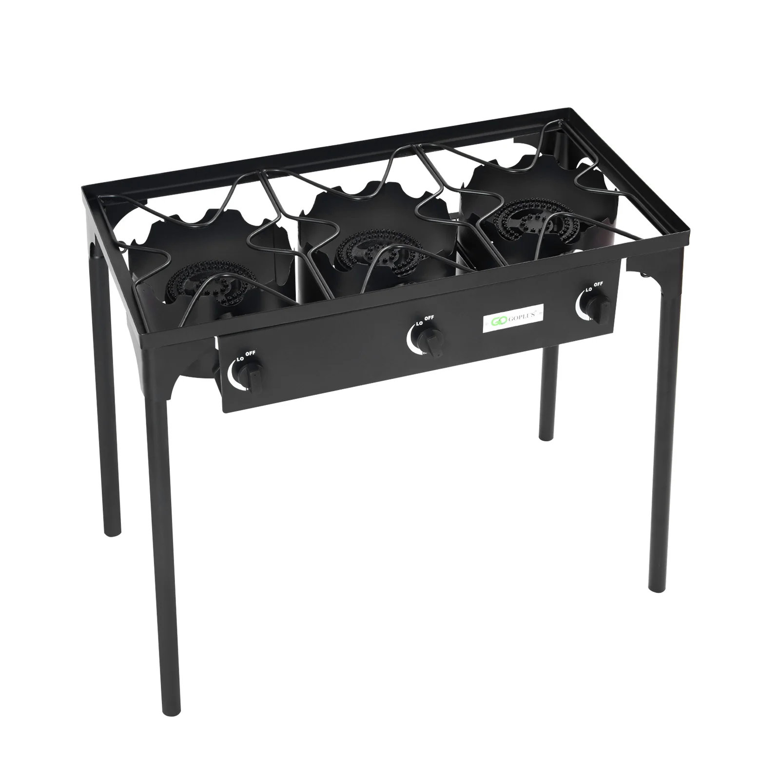 225000 BTU Portable Propane 3 Burner Gas Cooker, Black - Image 4