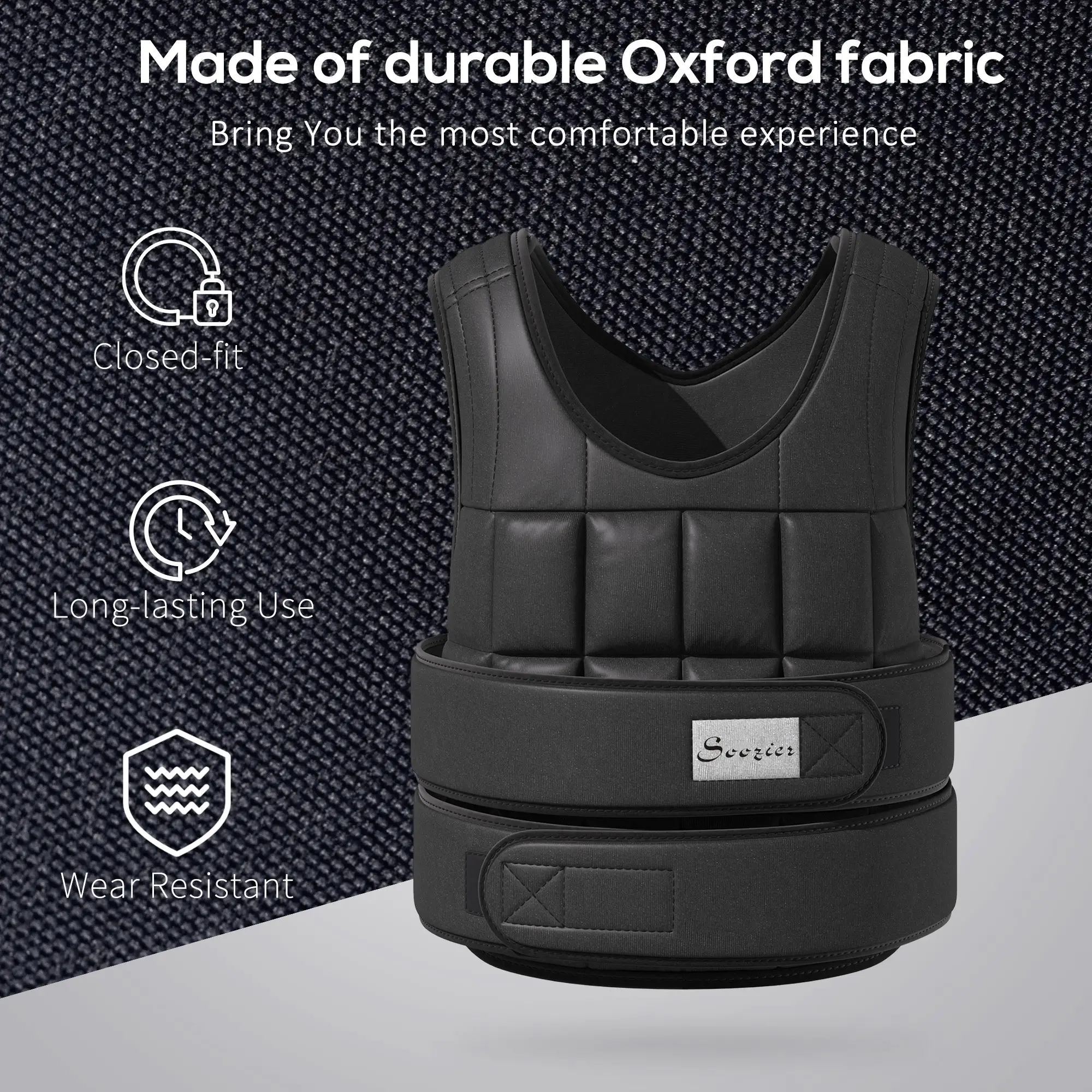 22lbs Weighted Vest, Adjustable Running Vest, 38 Weight Bags, Black - Image 7