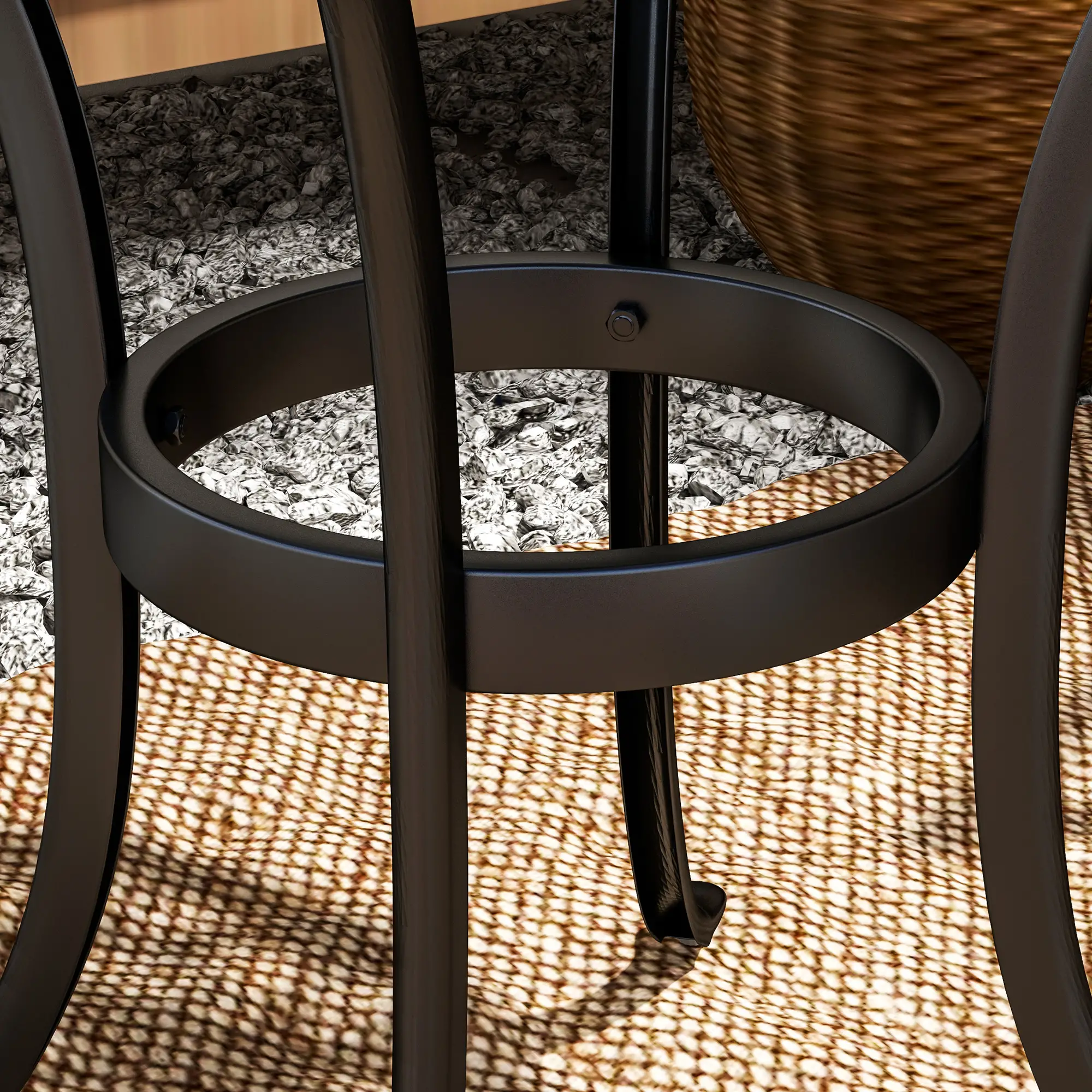 23.6" Round Outdoor Side Table, Cast Aluminum Frame, Black - Image 10