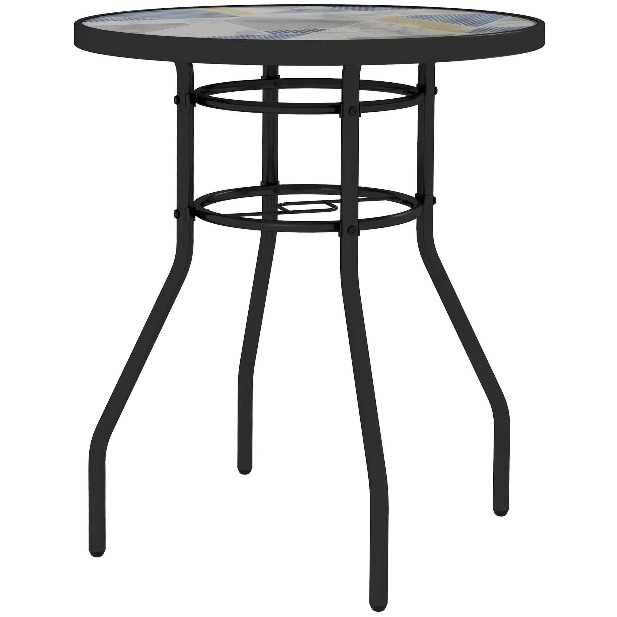 23.6" Round Patio Table, Outdoor Side Table, Multicolour