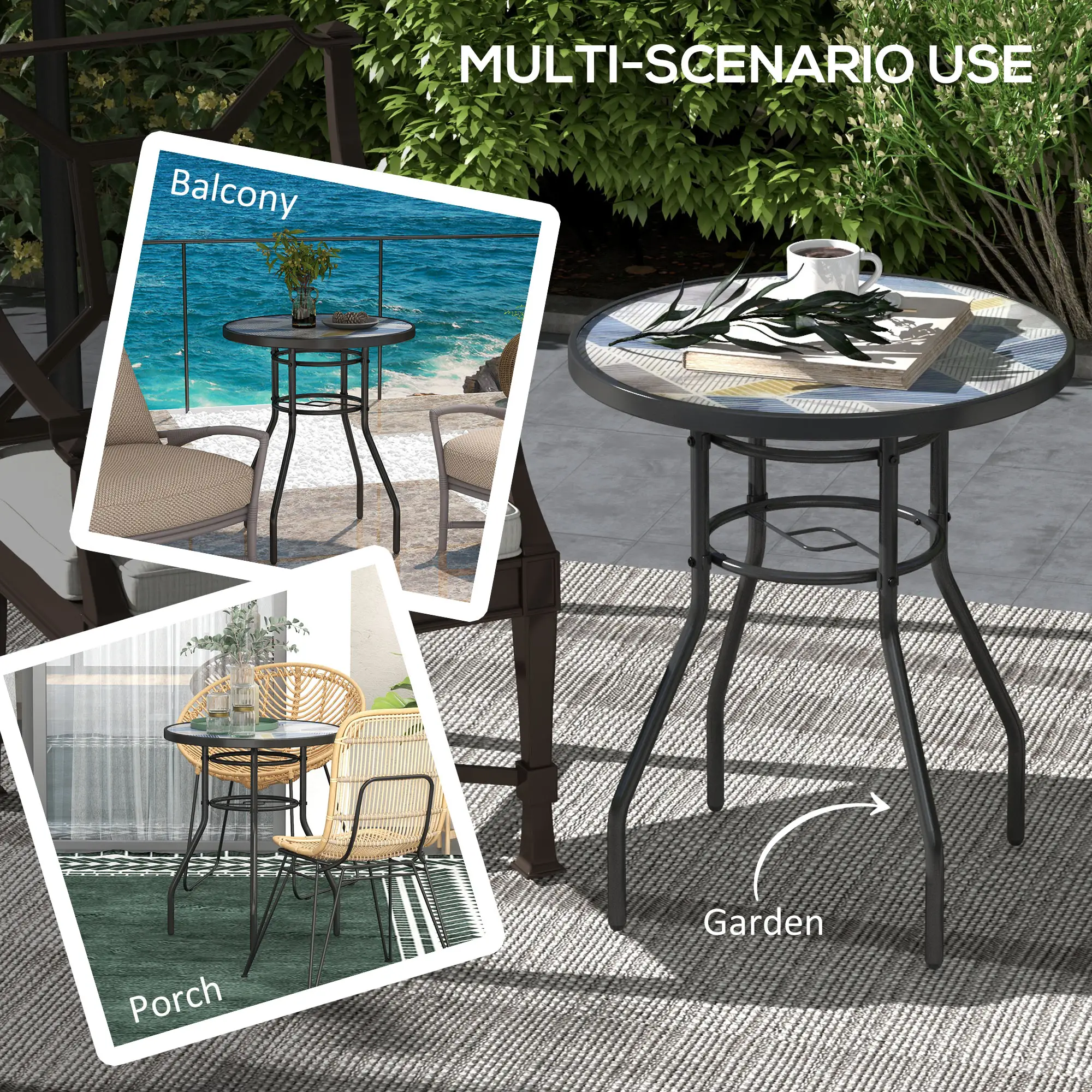 23.6" Round Patio Table, Outdoor Side Table, Multicolour - Image 6