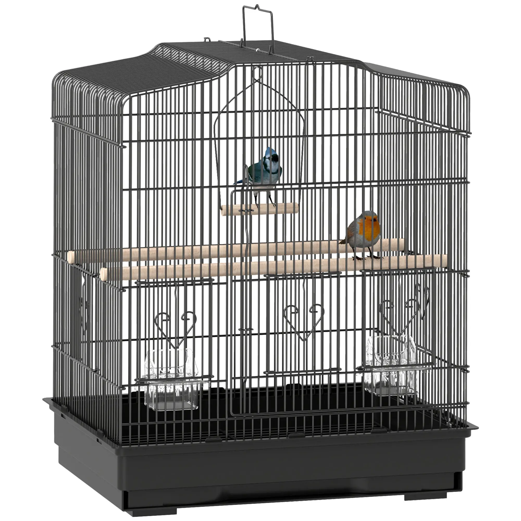 23" Bird Cage, Finches Canaries, Parrot Cage, 2 Feeders, Black - Image 11