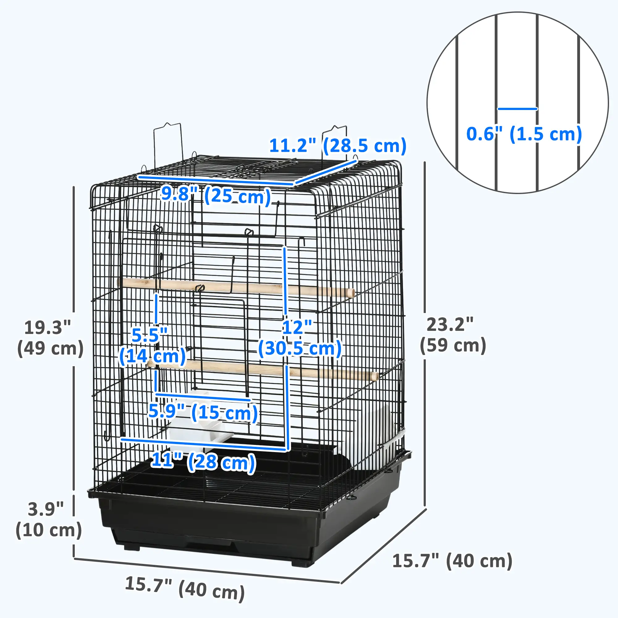 23 Bird Cage, Parrot House, Cockatiels Playpen, Black - Image 3