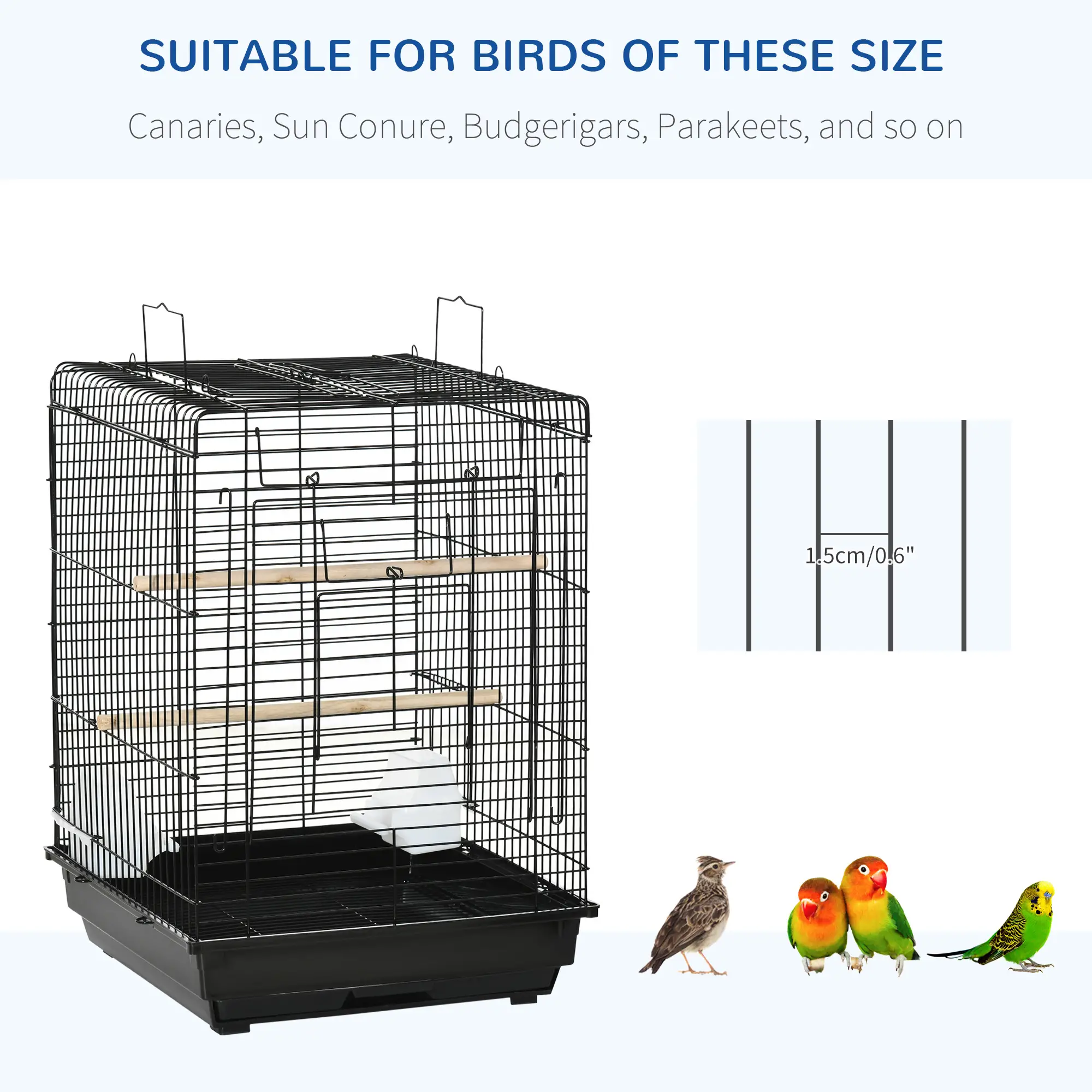 23 Bird Cage, Parrot House, Cockatiels Playpen, Black - Image 4