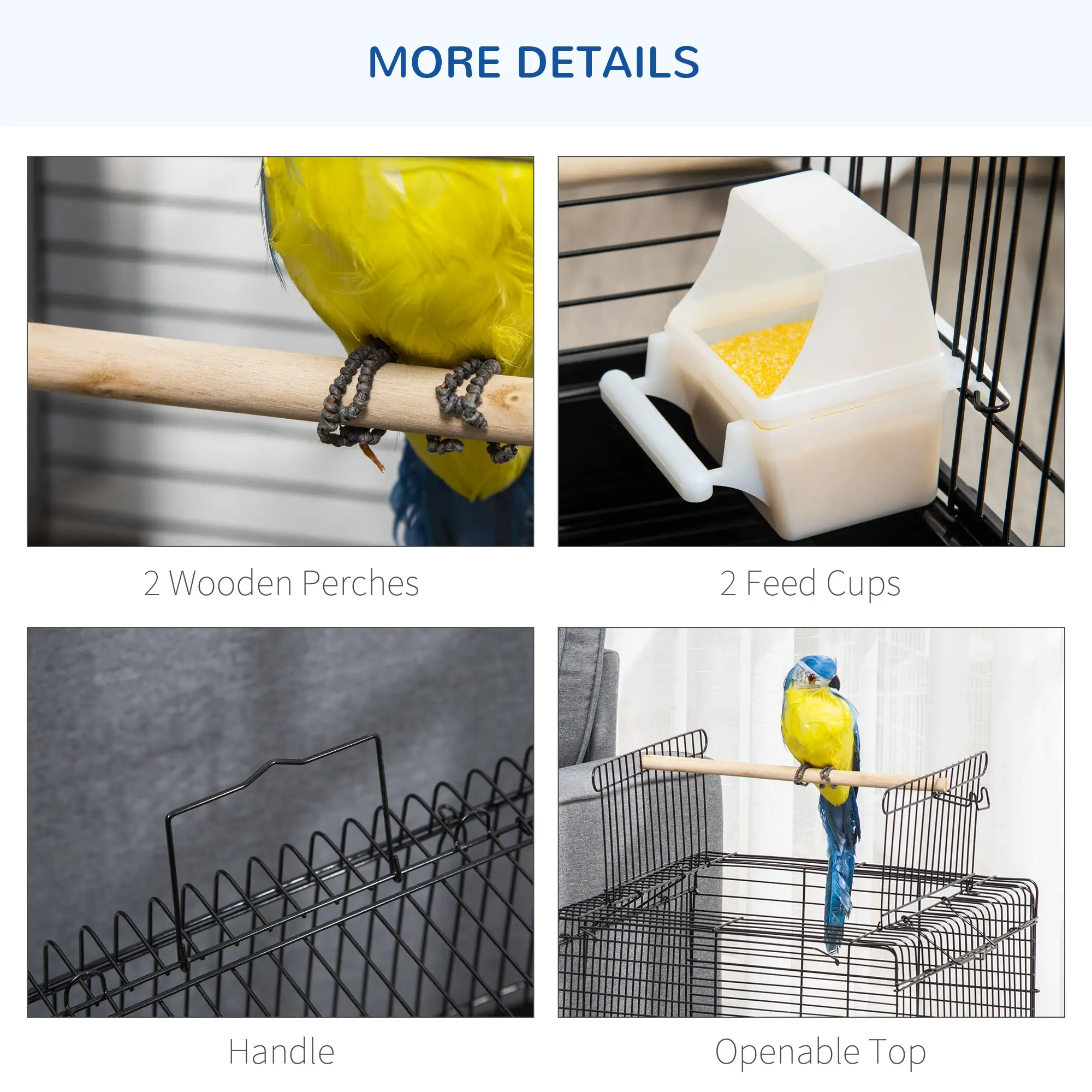23 Bird Cage, Parrot House, Cockatiels Playpen, Black - Image 7