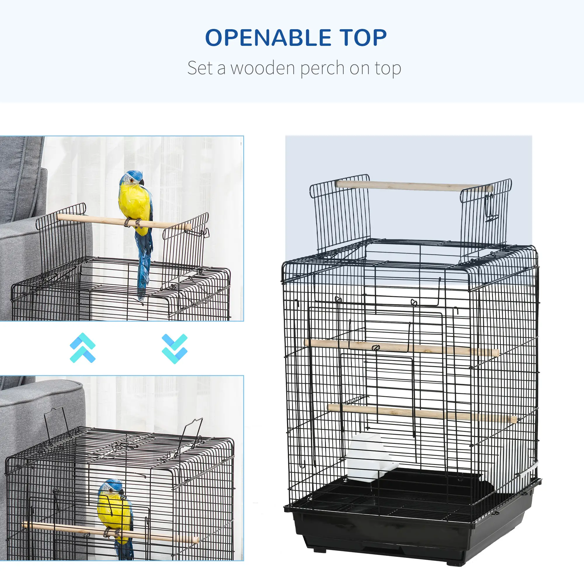 23 Bird Cage, Parrot House, Cockatiels Playpen, Black - Image 9