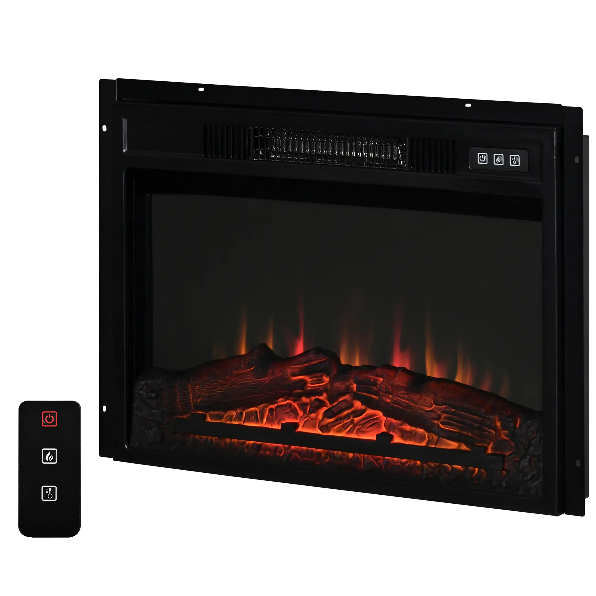 23" Electric Fireplace Insert, Realistic Log Flames, Adjustable Brightness, 1400W, Black - Image 11