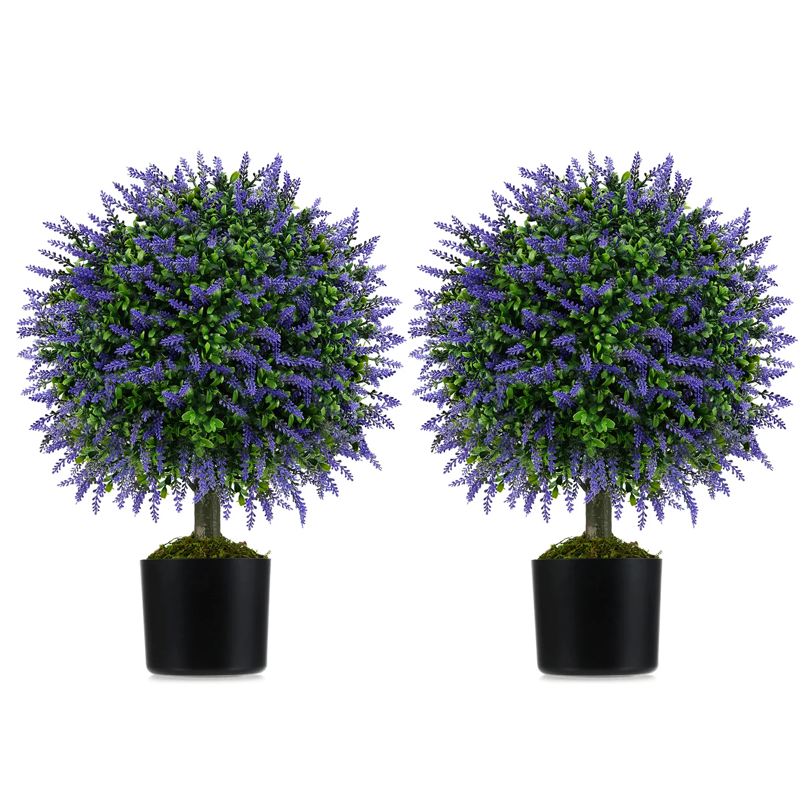 23 Inch Artificial Topiary Trees, Cement Pot, Purple