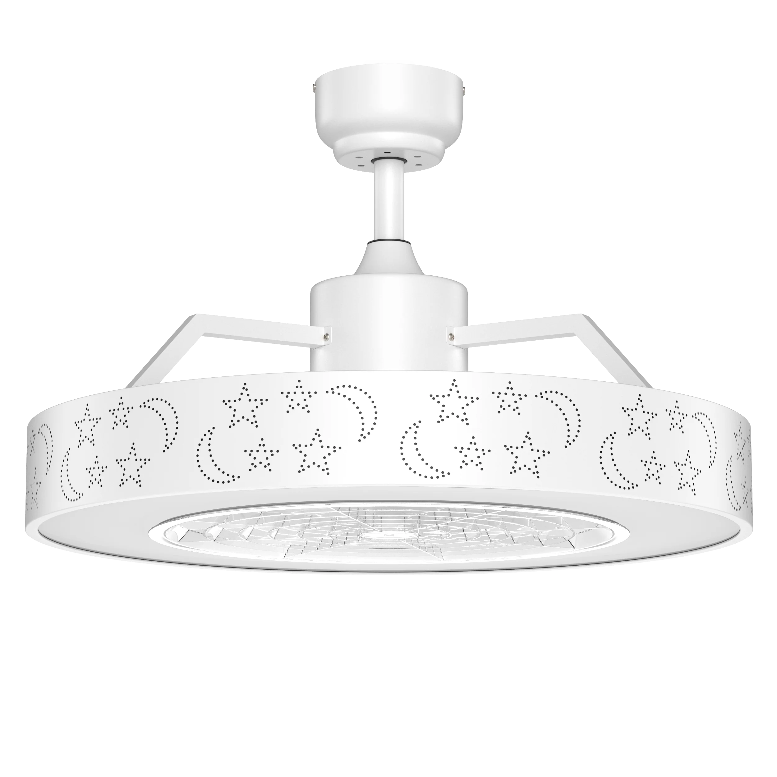 23 Inch Ceiling Fan With LED Light, Remote Control, White - Image 4