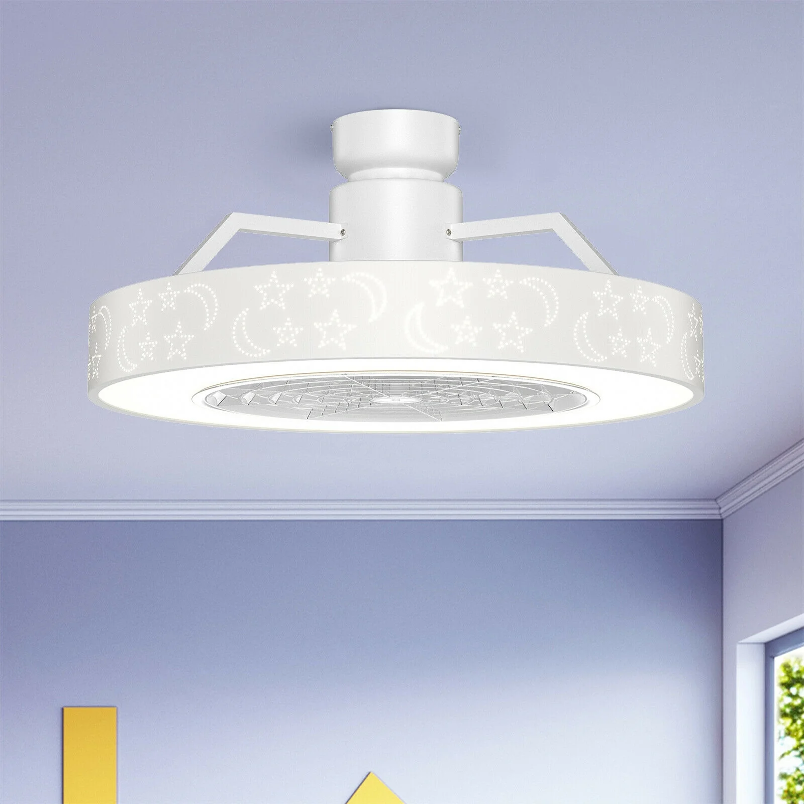 23 Inch Ceiling Fan With LED Light, Remote Control, White - Image 7