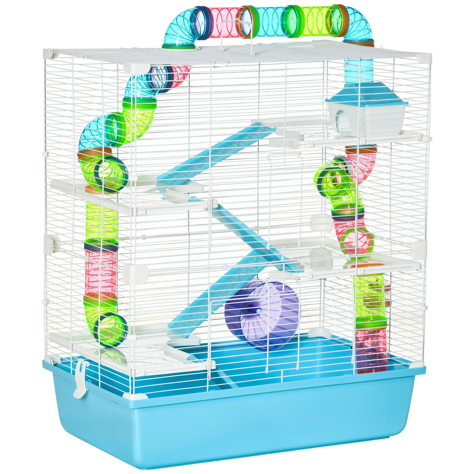 23" Large Hamster Cage, Small Animal House, 5-Level, Light Blue