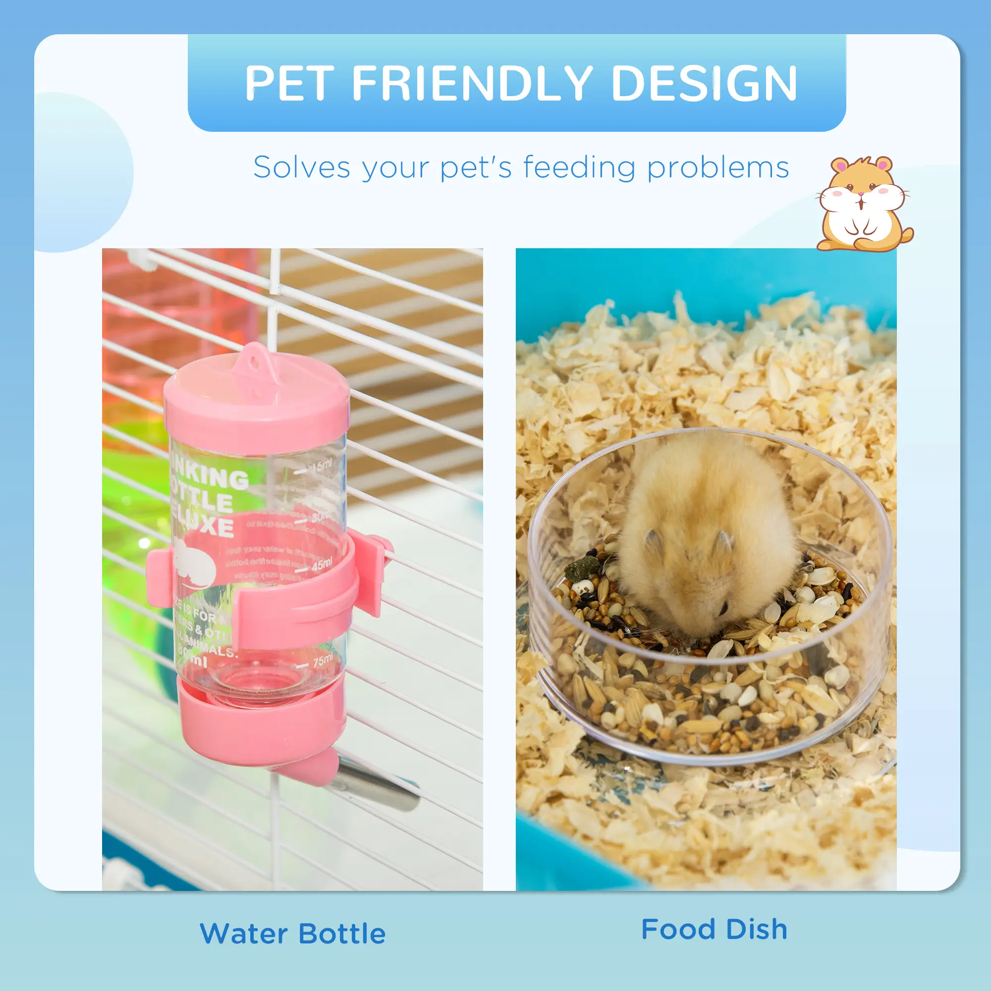 23" Large Hamster Cage, Small Animal House, 5-Level, Light Blue - Image 6