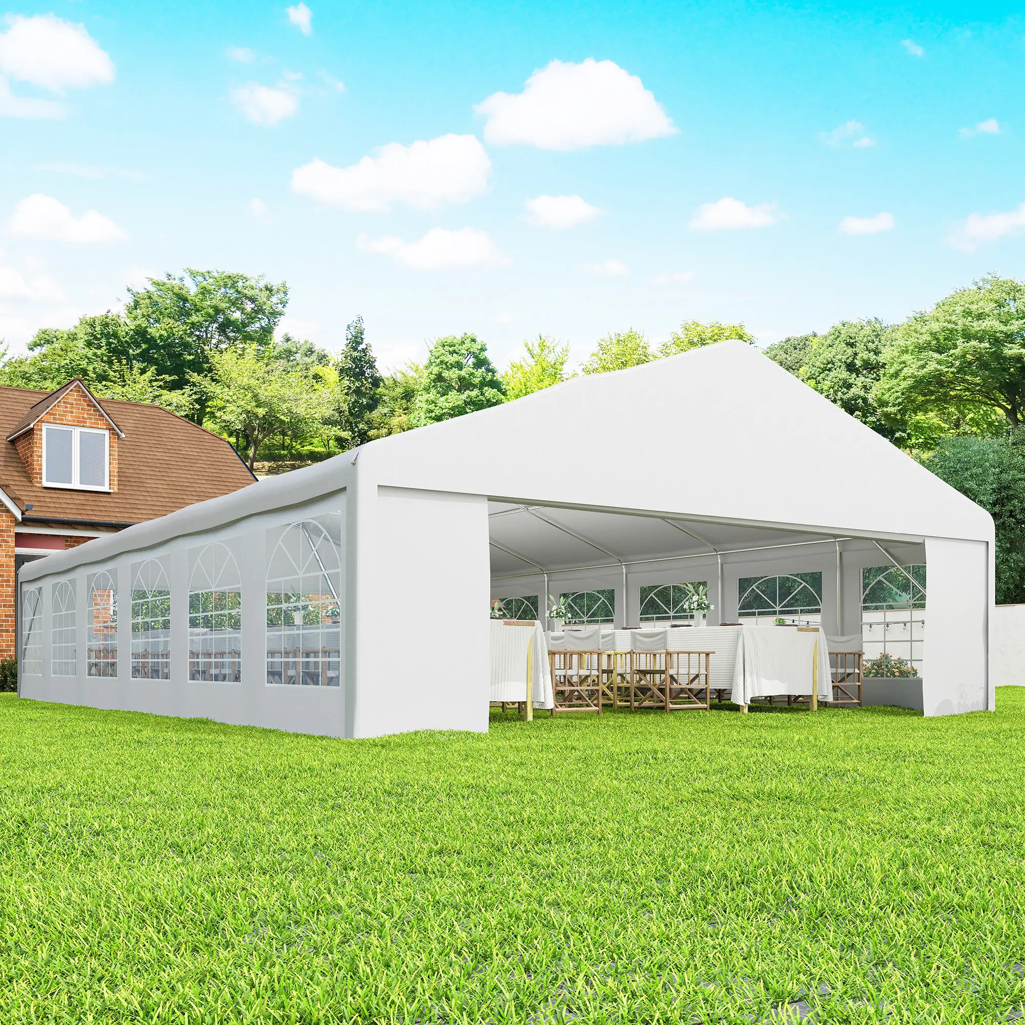 23' x 39' Party Tent, Heavy Duty Outdoor Canopy Shelter, White - Image 10