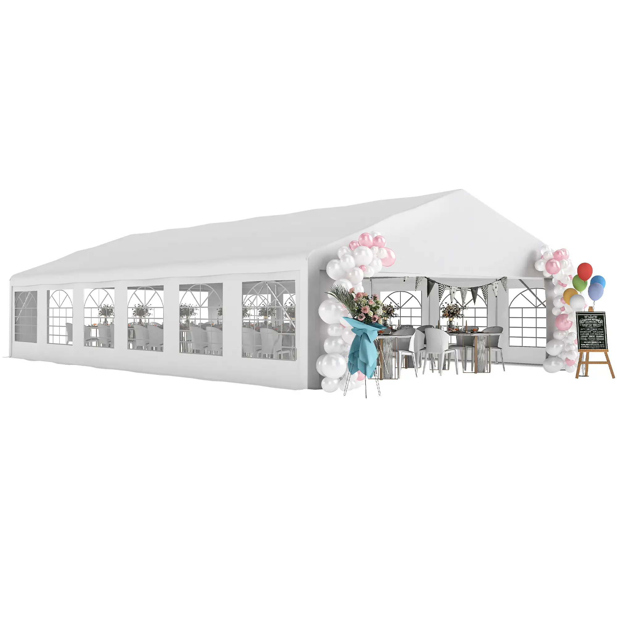 23' x 39' Party Tent, Heavy Duty Outdoor Canopy Shelter, White - Image 11