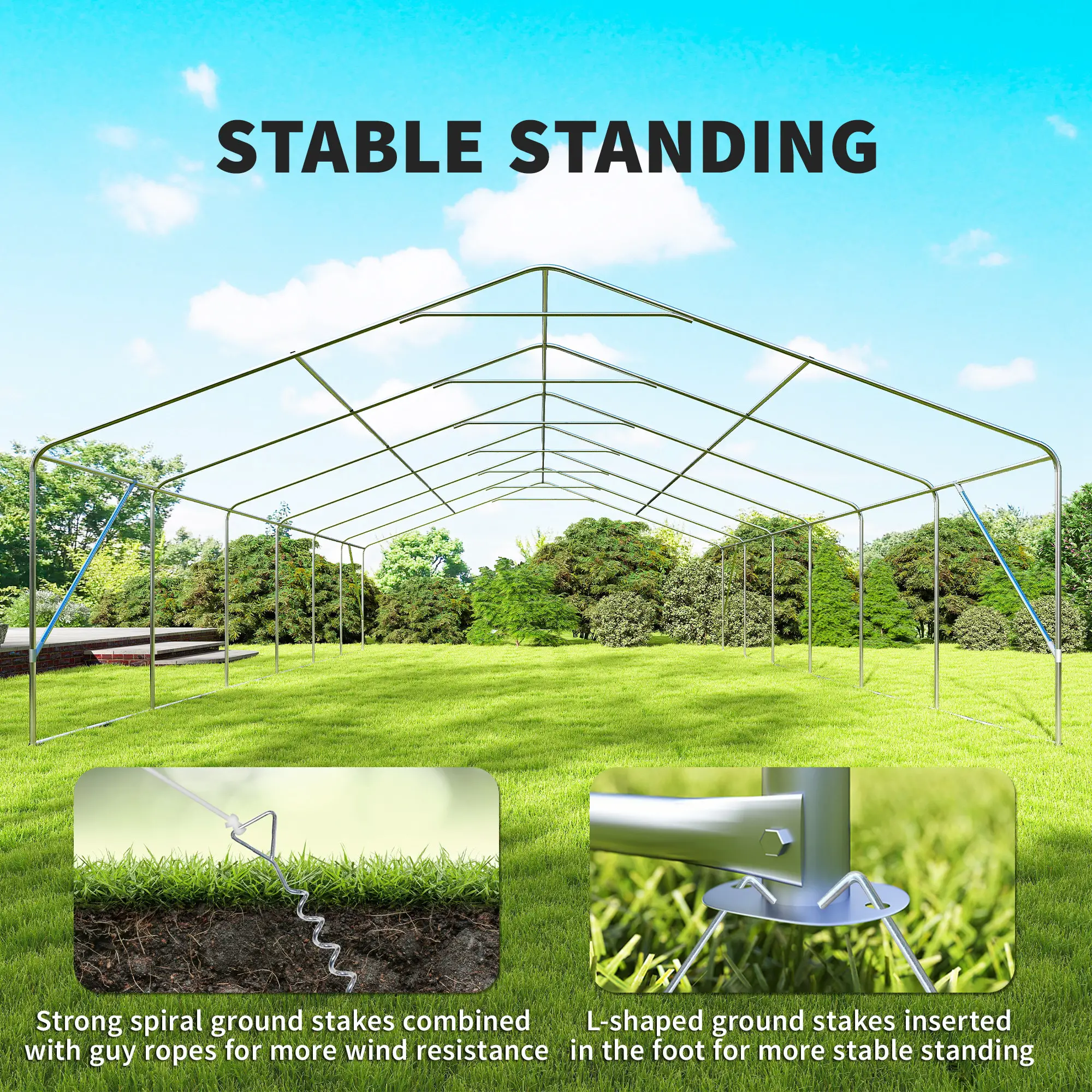 23' x 39' Party Tent, Heavy Duty Outdoor Canopy Shelter, White - Image 6