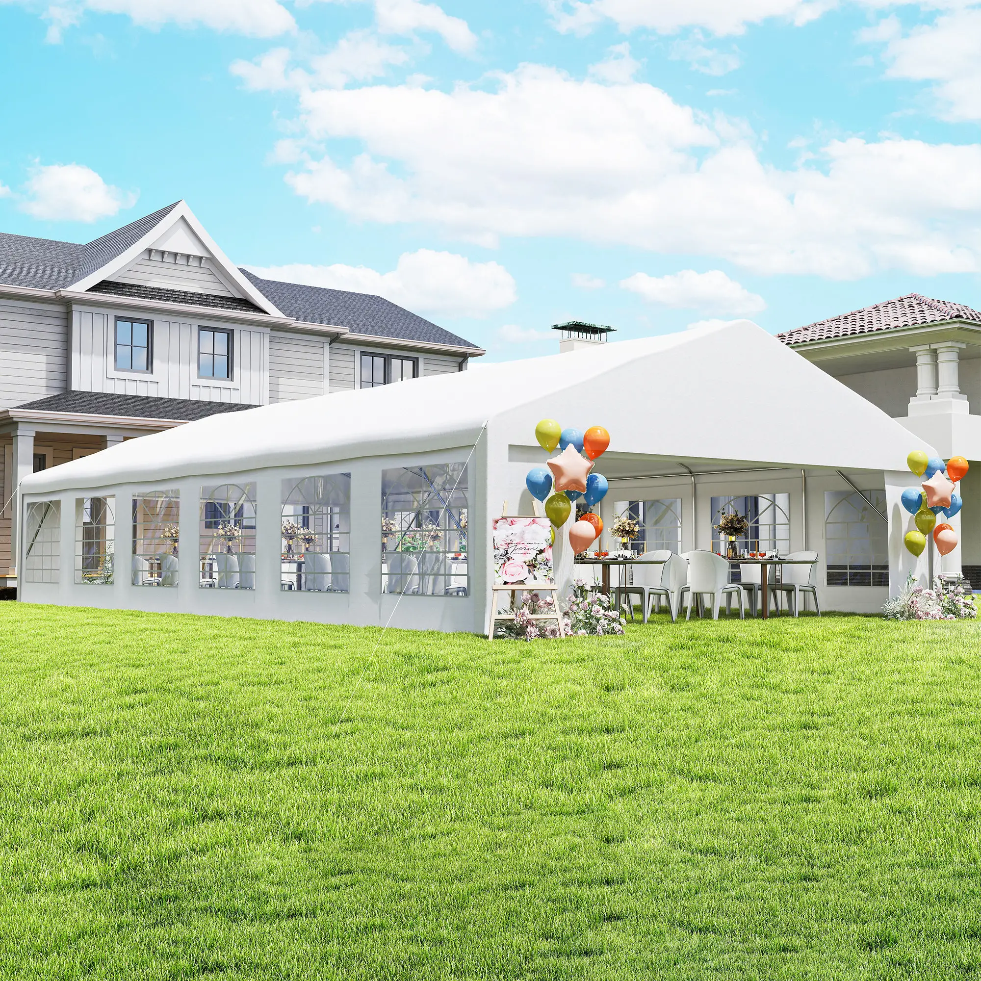 23' x 39' Party Tent, Heavy Duty Outdoor Canopy Shelter, White - Image 8