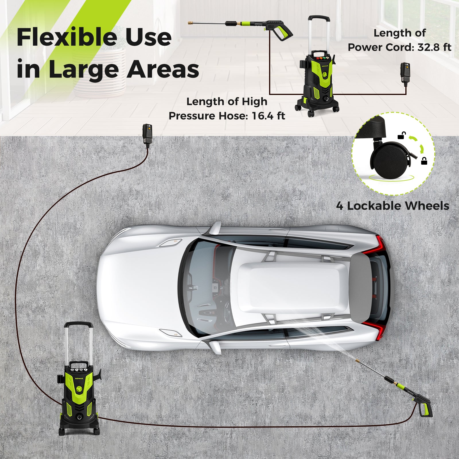 2300 PSI 1.8 GPM Electric High Pressure Power Washer, Green - Image 10
