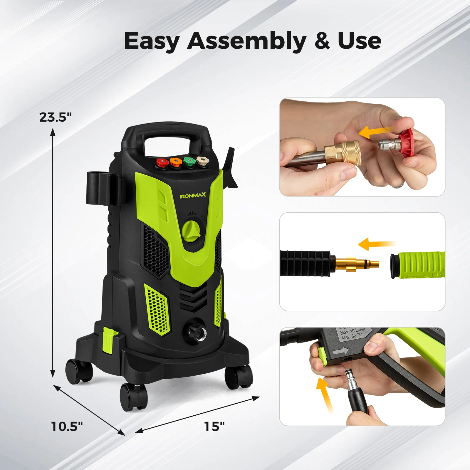 2300 PSI 1.8 GPM Electric High Pressure Power Washer, Green - Image 3