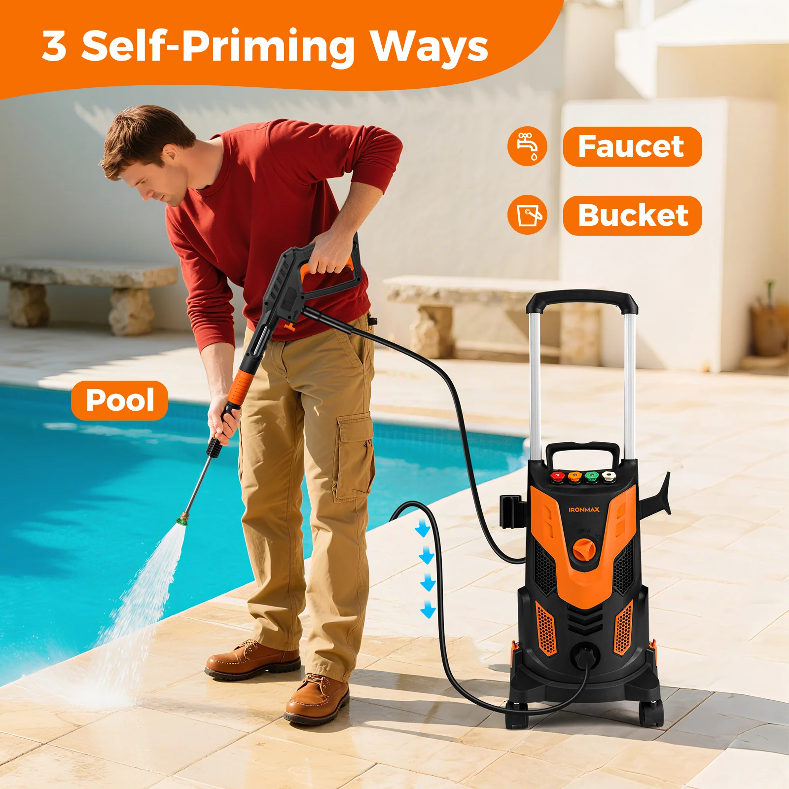 2300 PSI 1.8 GPM Electric High Pressure Power Washer, Orange - Image 7