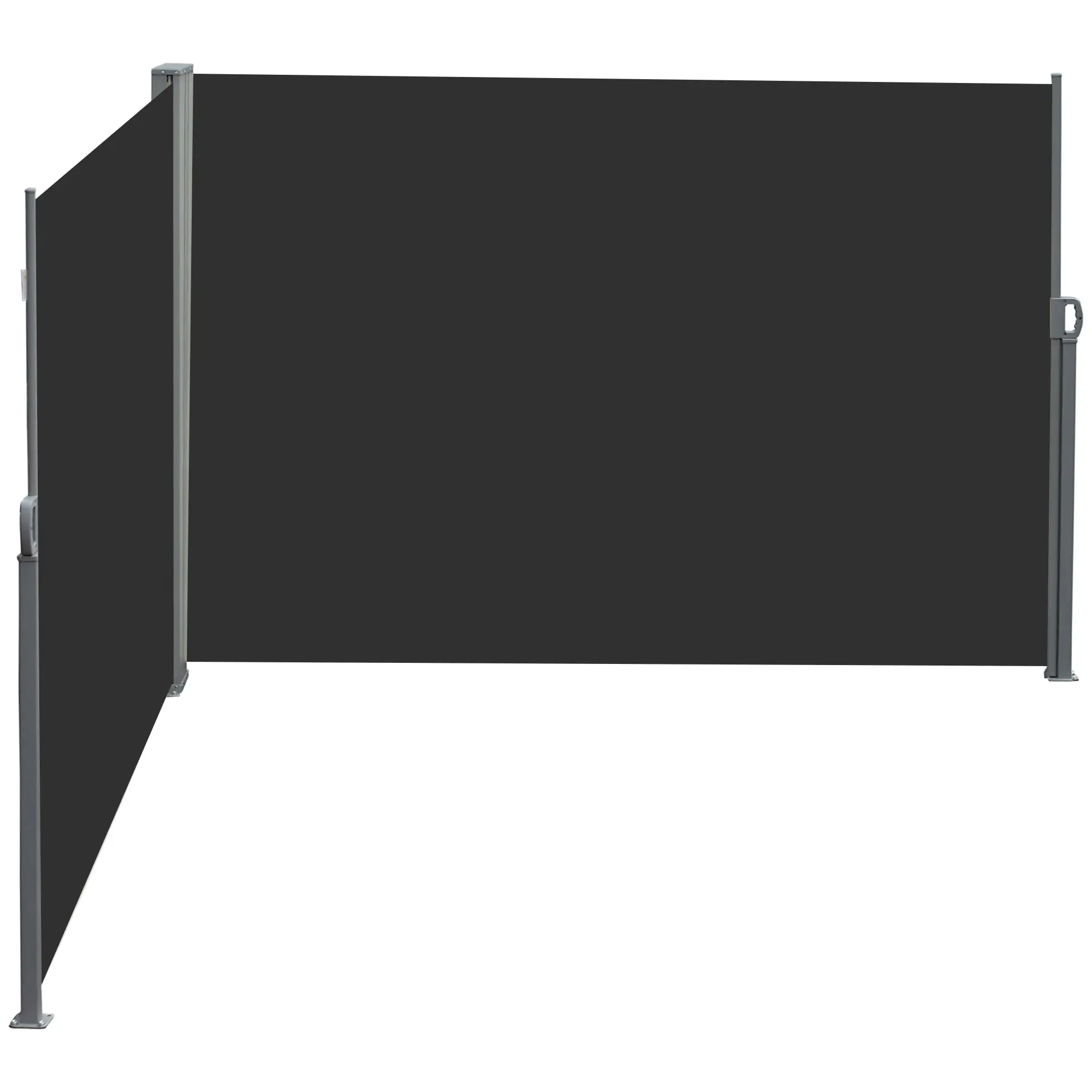 236" x 63" Outdoor Privacy Wall, Double Retractable Awning, Black - Image 11