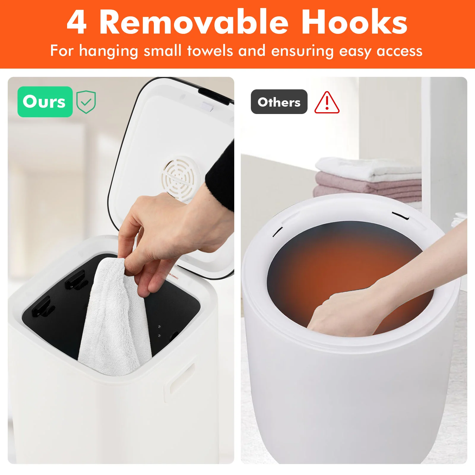 23L Large Hot Towel Heater with Rapid Heating and Adjustable Timer-WH, White - Image 8