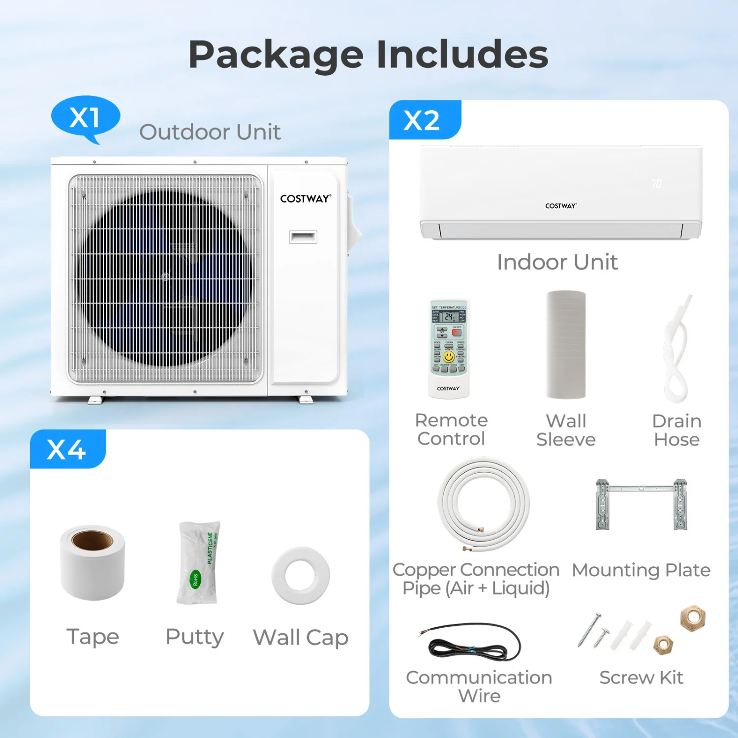 24,000 BTU 2 Zone Mini Split AC With Heat Pump, 12K+18K, White - Image 4