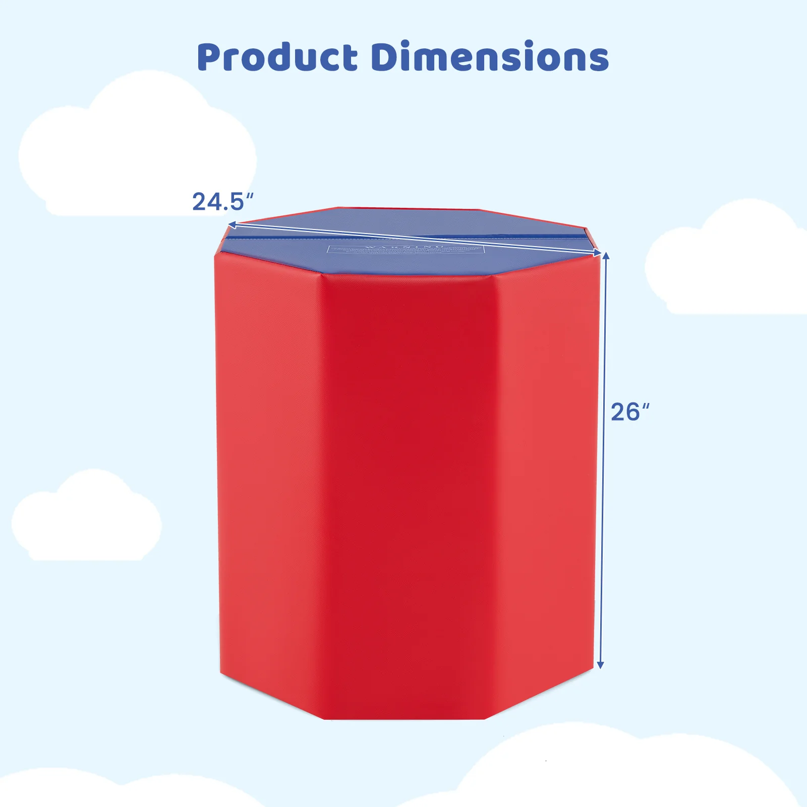 24.5 Inch Octagon Gymnastics Mat, Waterproof Zippered Cover, Red - Image 6