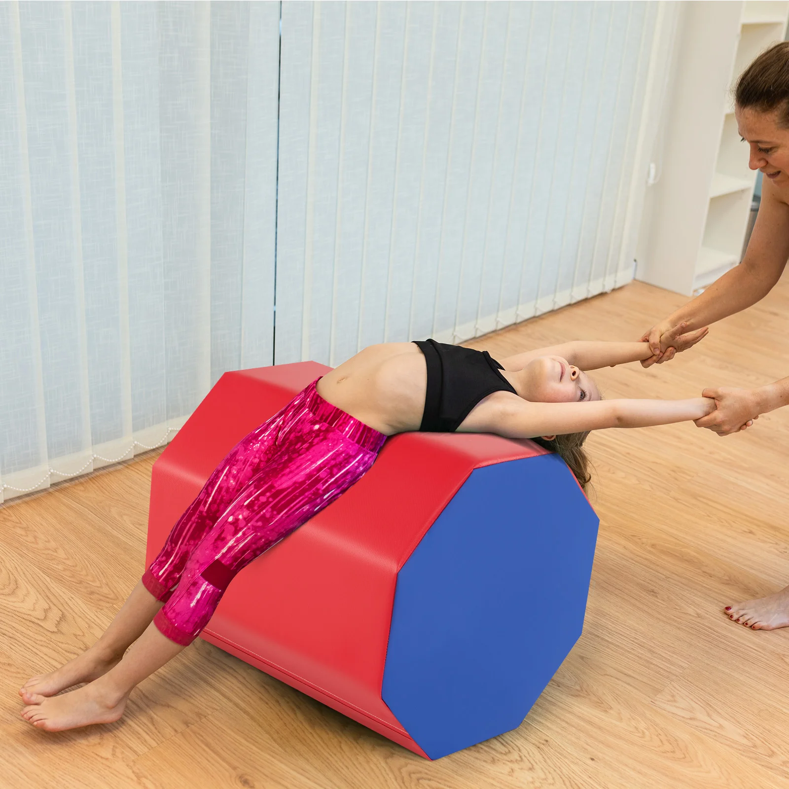 24.5 Inch Octagon Gymnastics Mat, Waterproof Zippered Cover, Red - Image 7