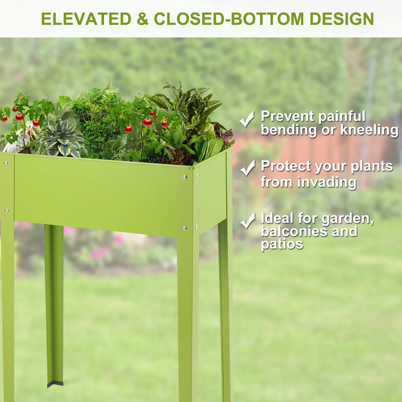 24.5 x 12.5 Inch Elevated Garden Plant Bed, Green - Image 9